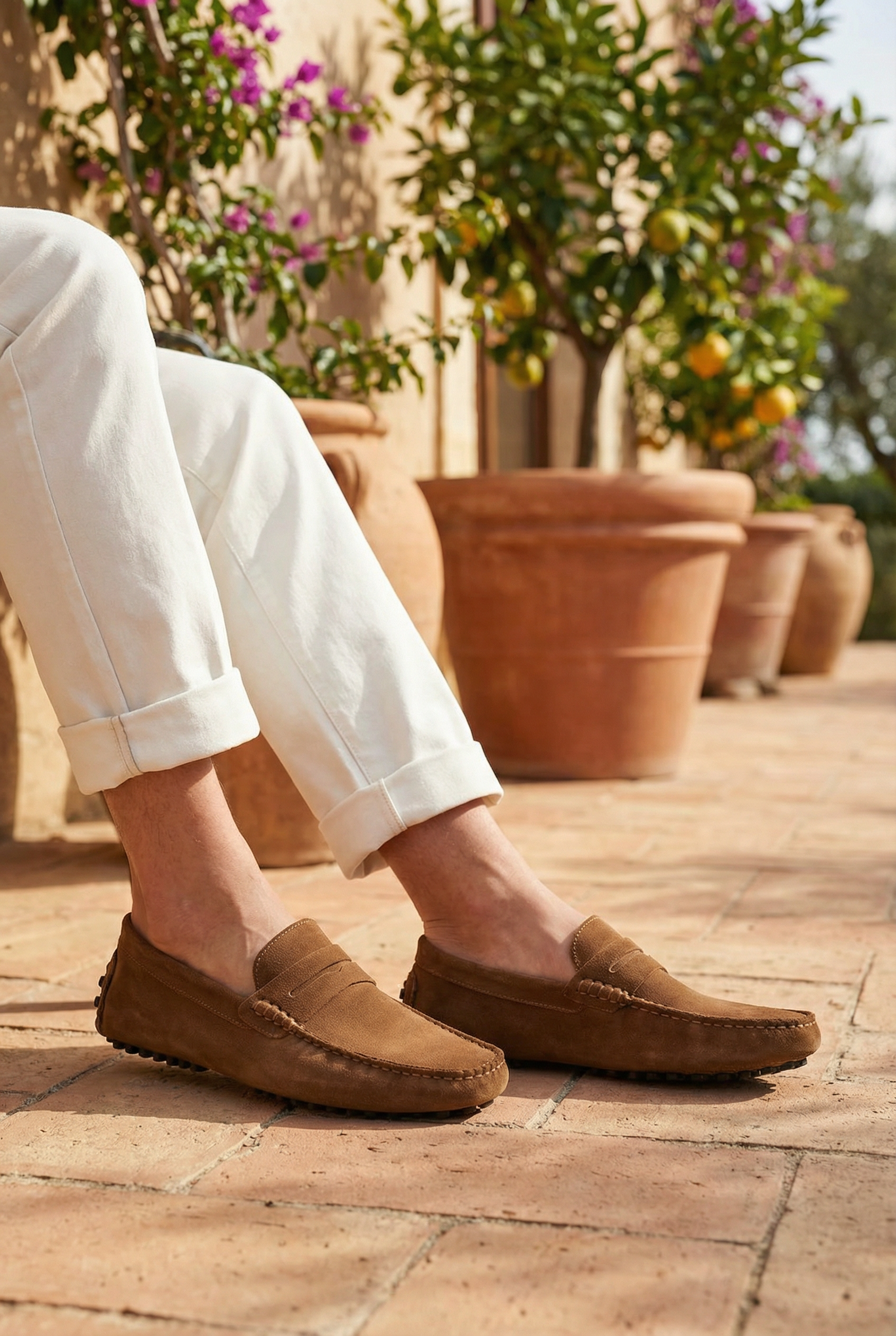 Suede Driver Loafers Brown