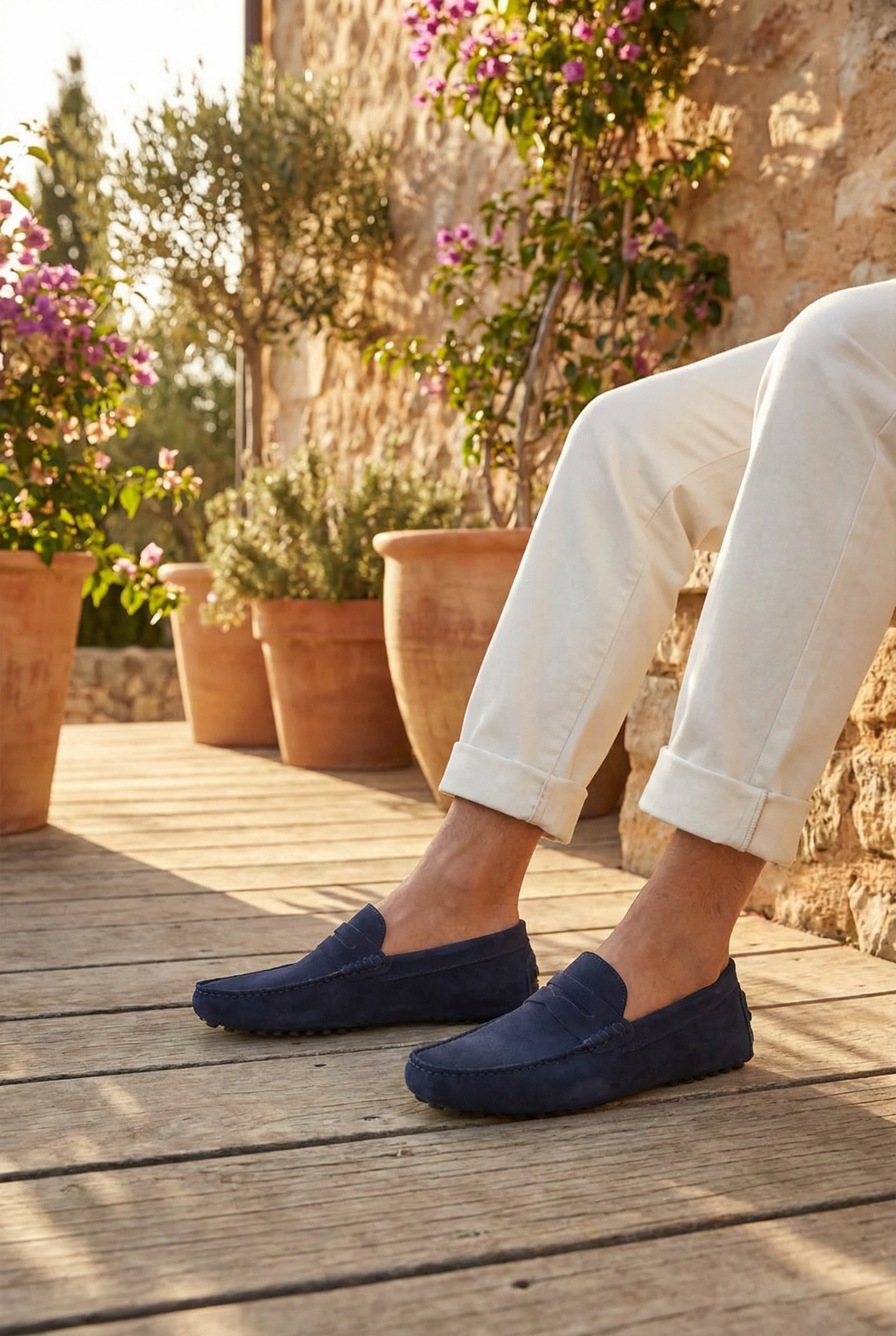 Suede Driver Loafers Marine Blue