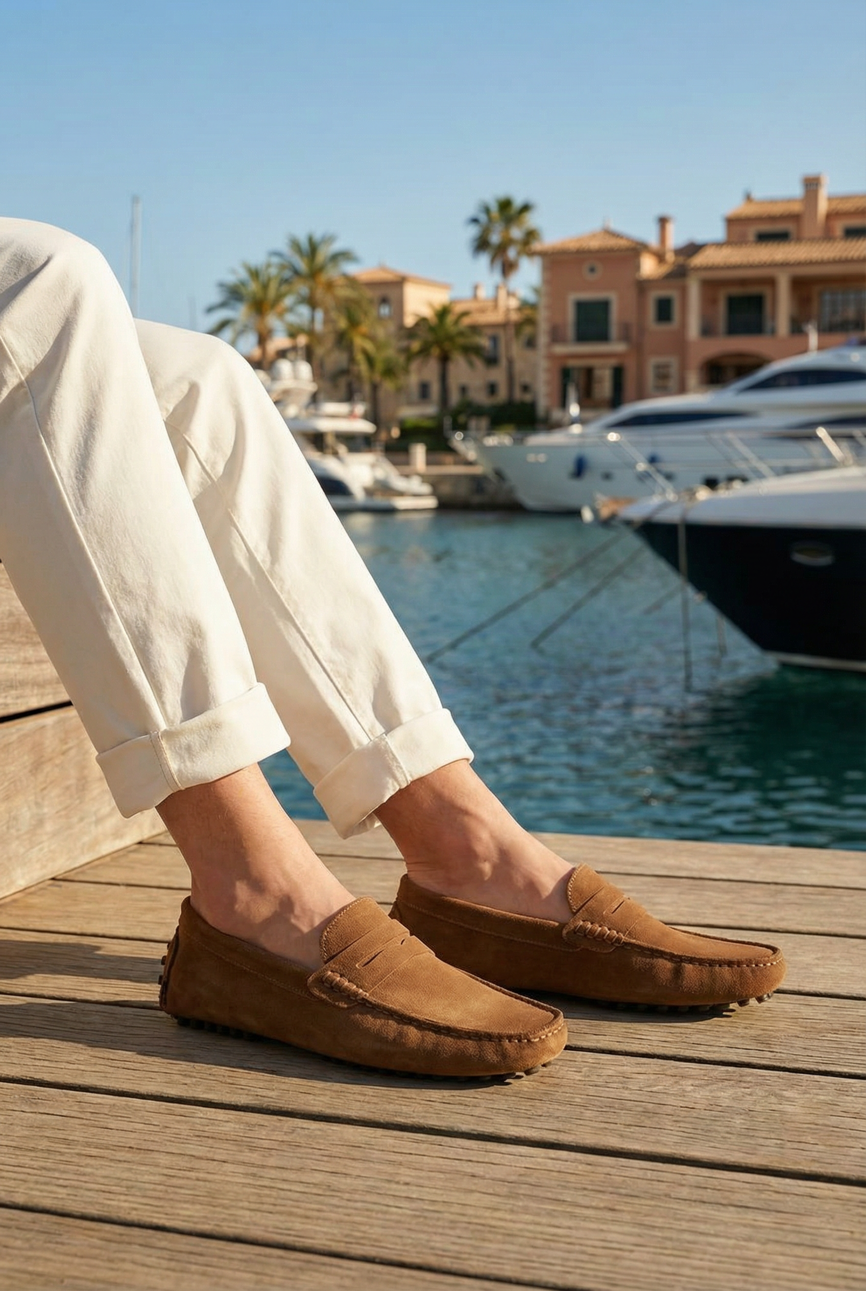 Suede Driver Loafers Brown