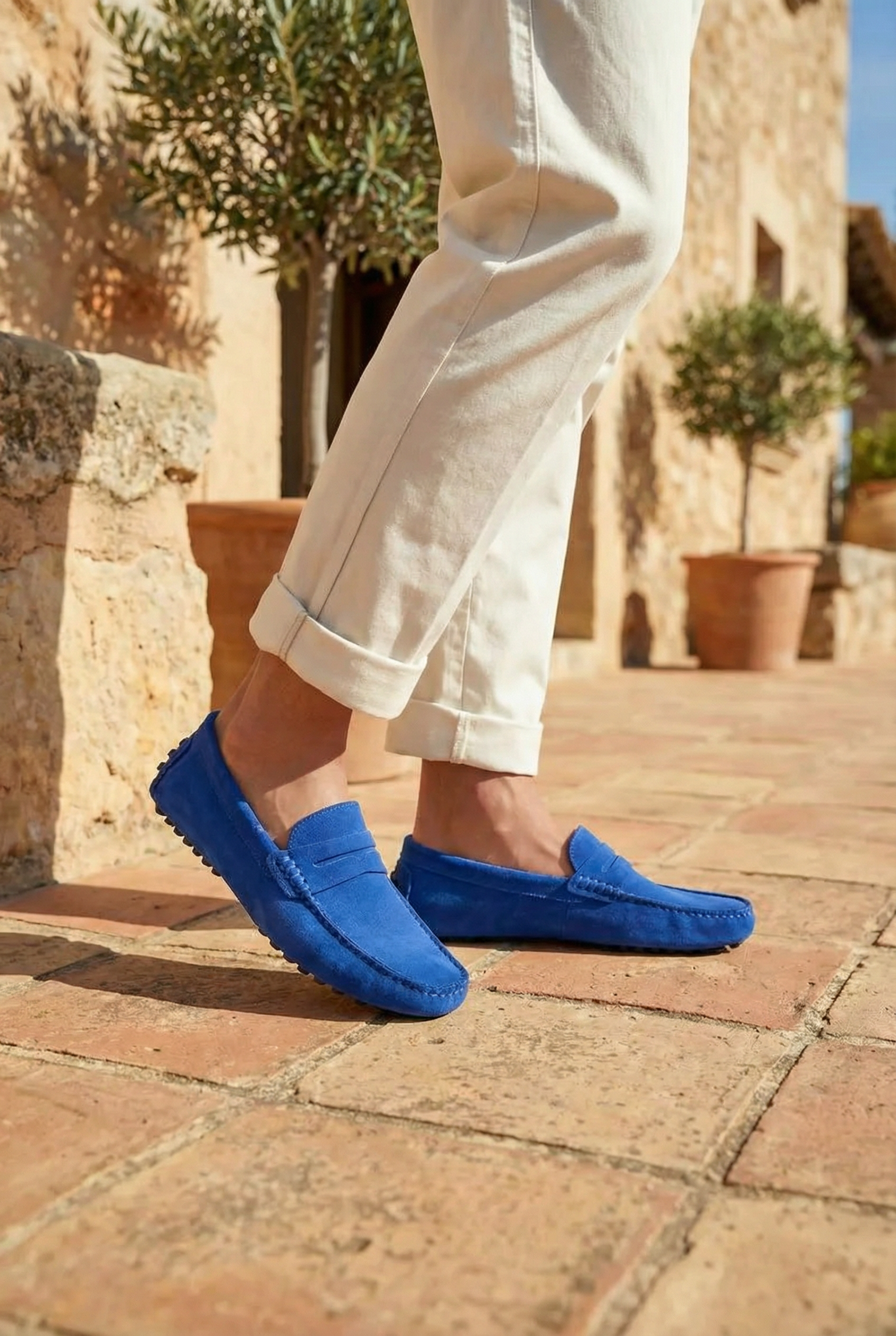 Suede Driver Loafers Blue