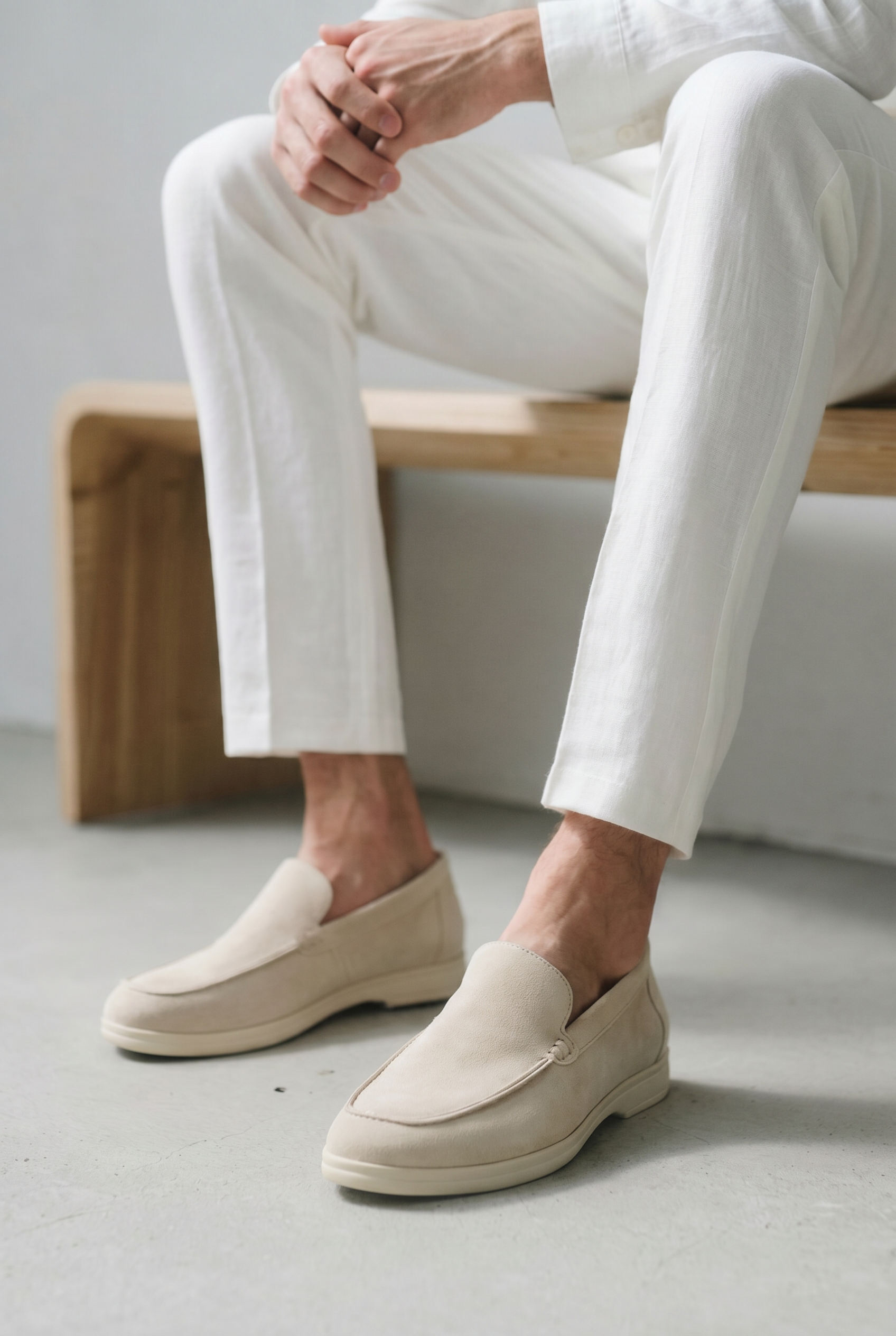 Old Money Suede Loafers Beige