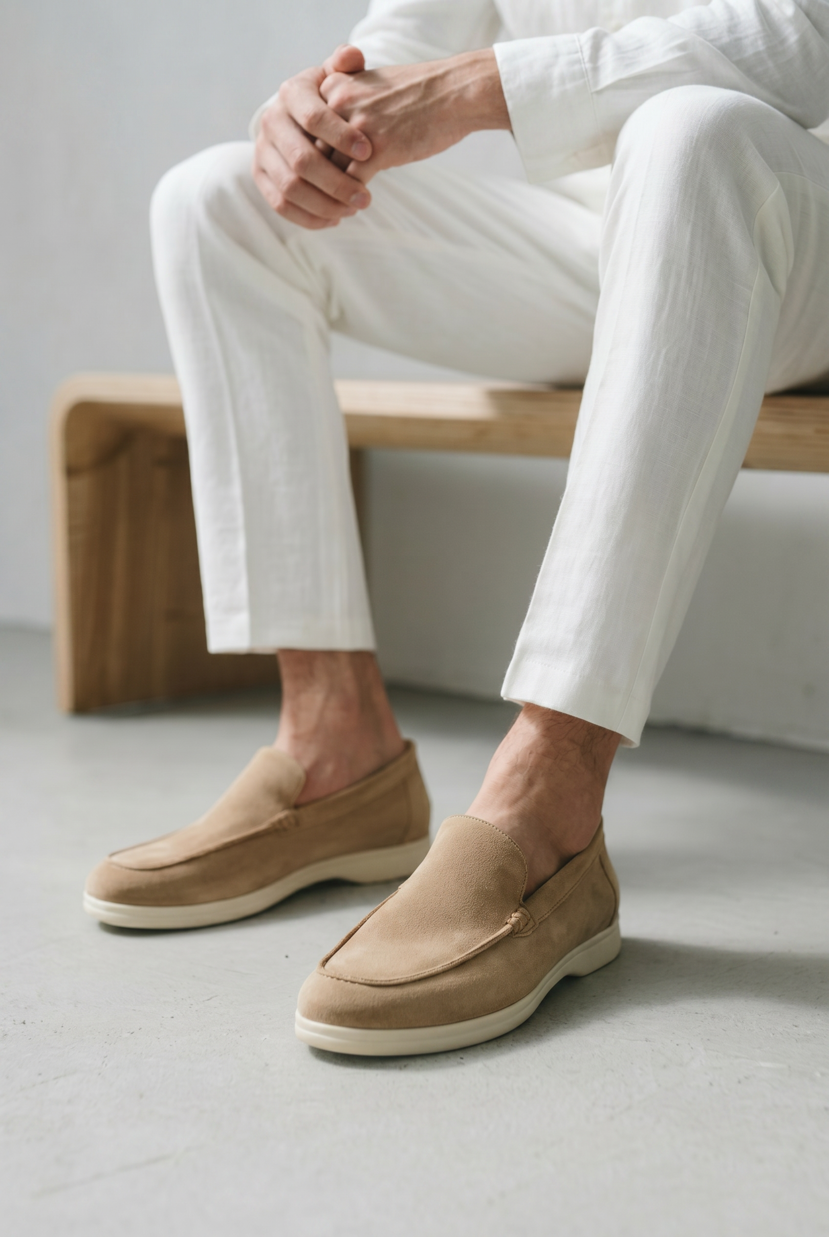 Old Money Suede Loafers Light Brown
