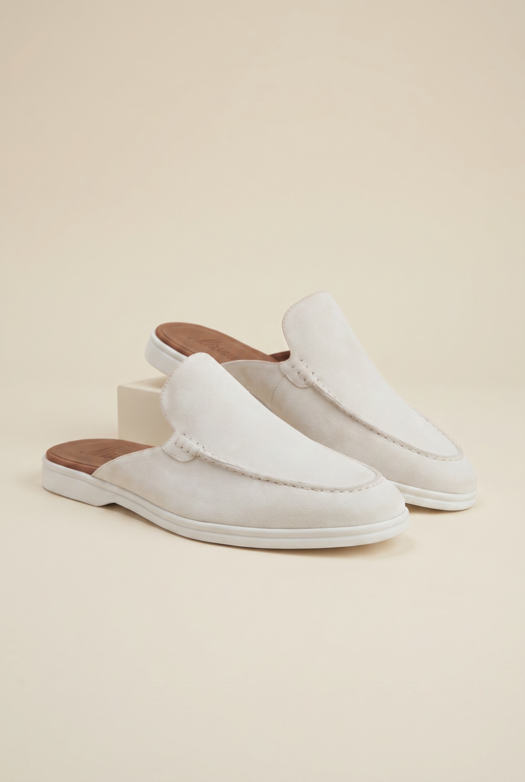 Yacht Loafer Suede Mule White
