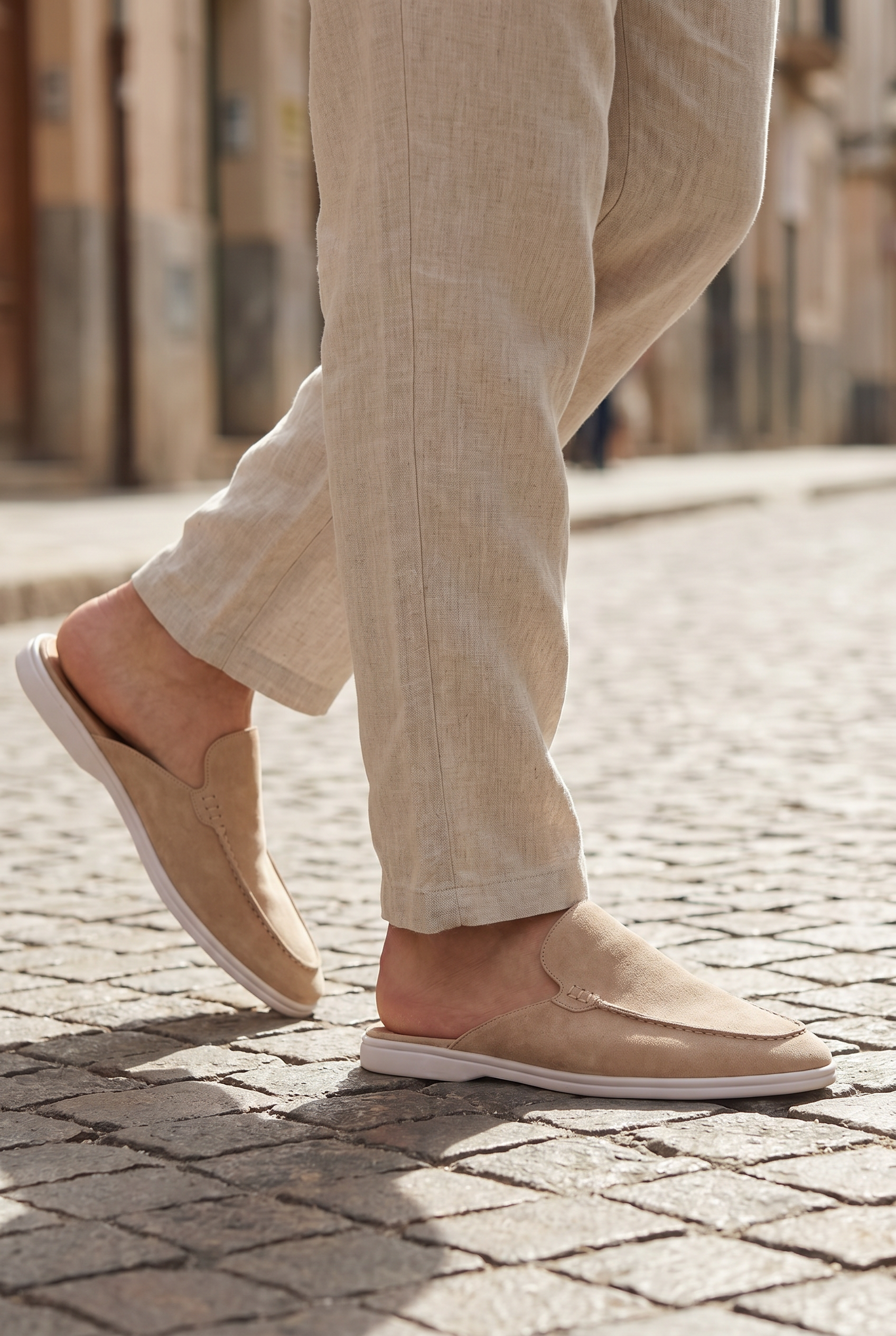Yacht Loafer Suede Mule Beige