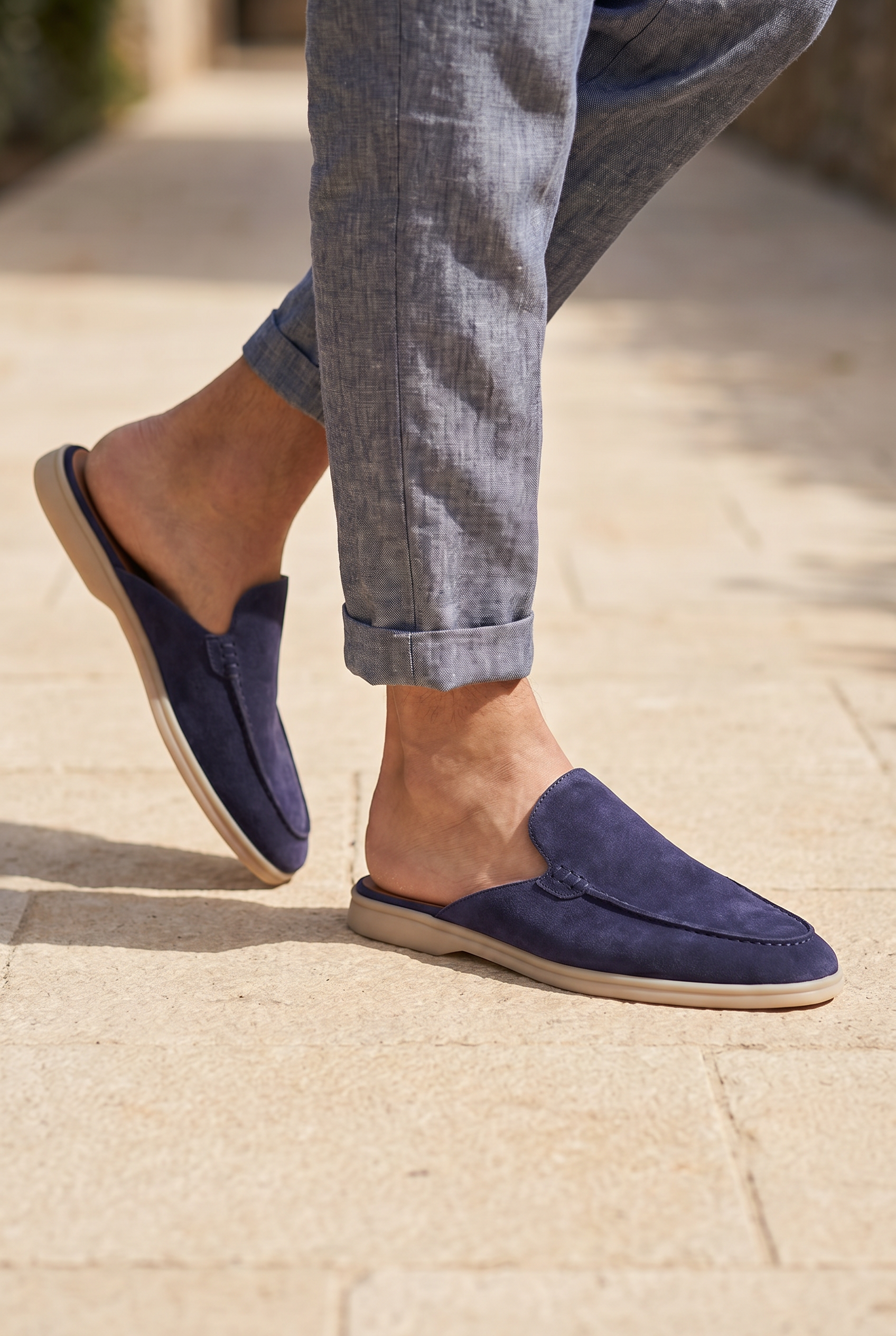 Yacht Loafer Suede Mule Navy