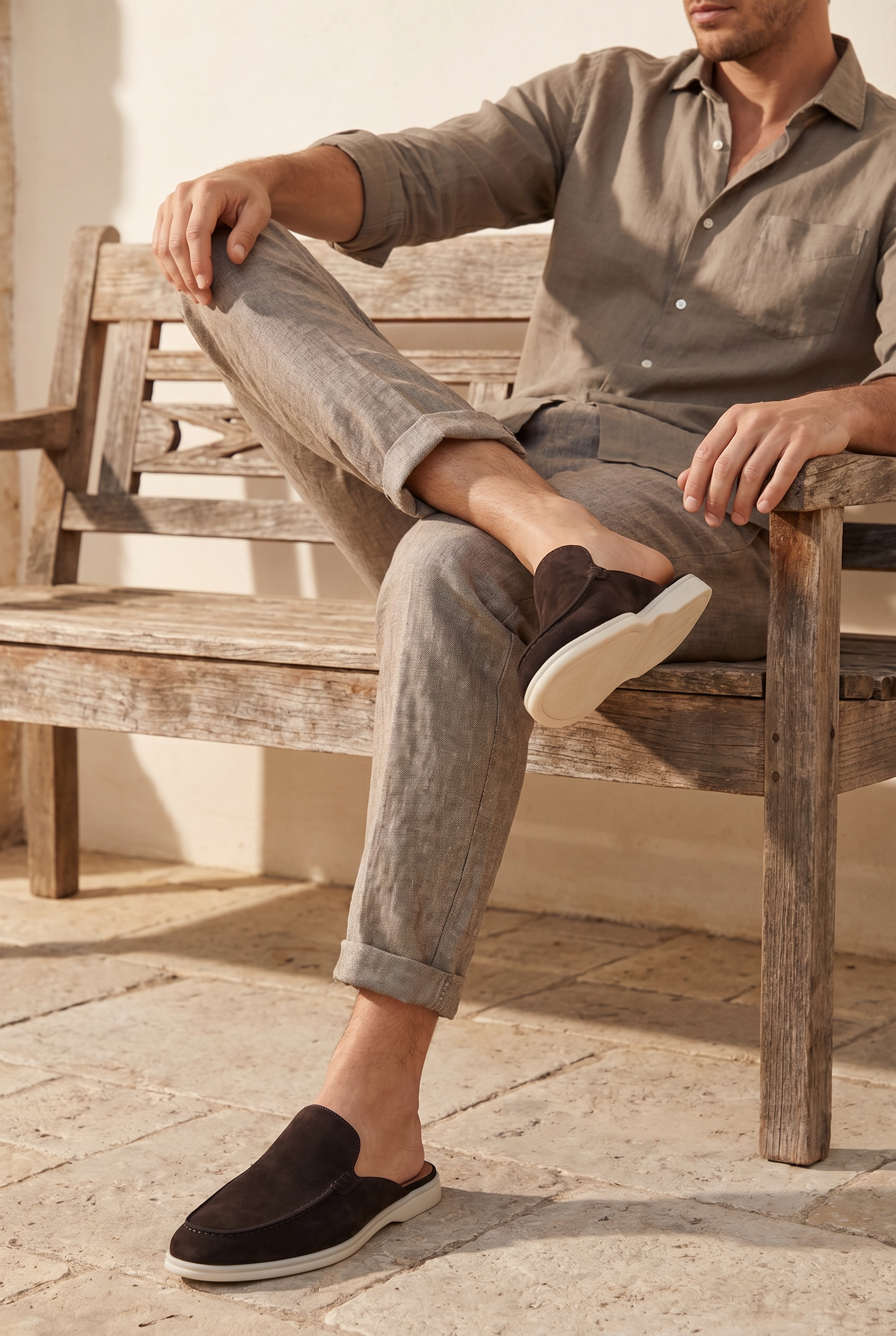 Yacht Loafer Suede Mule Black