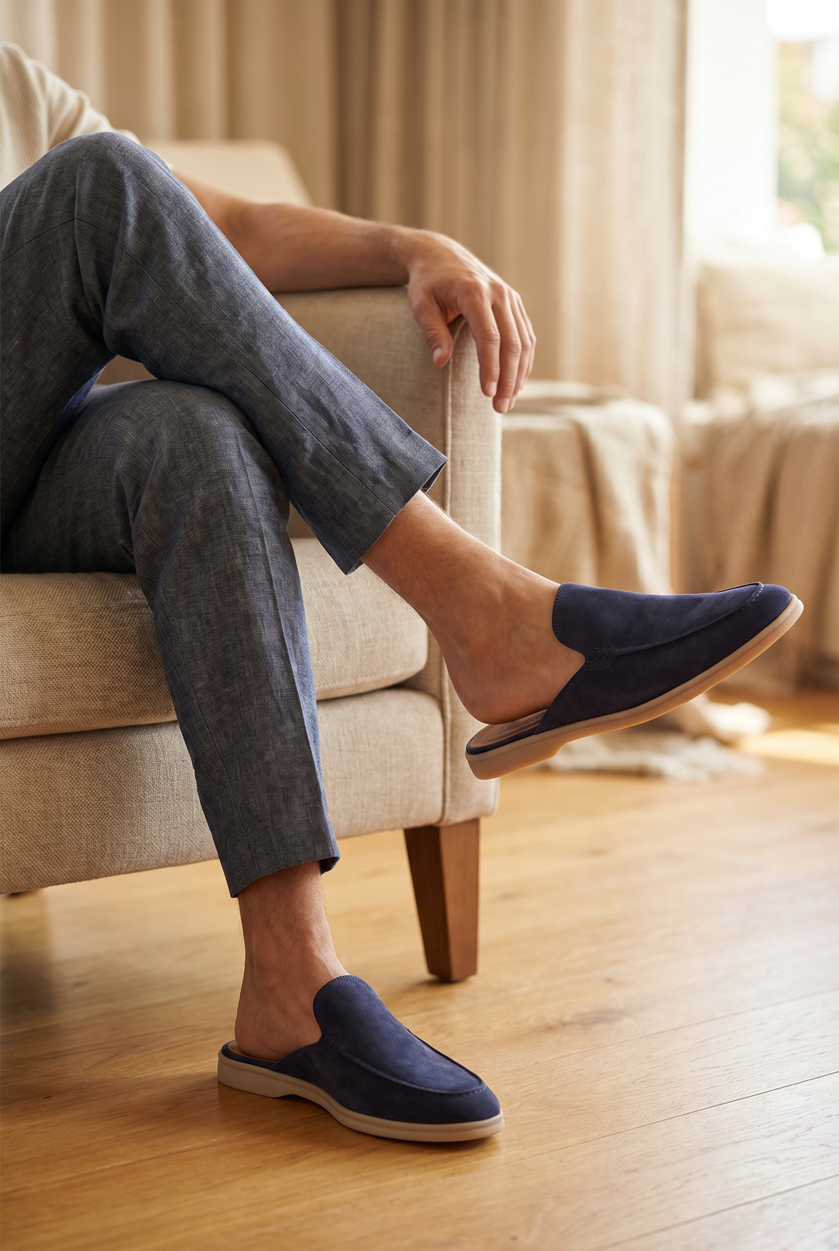 Yacht Loafer Suede Mule Navy