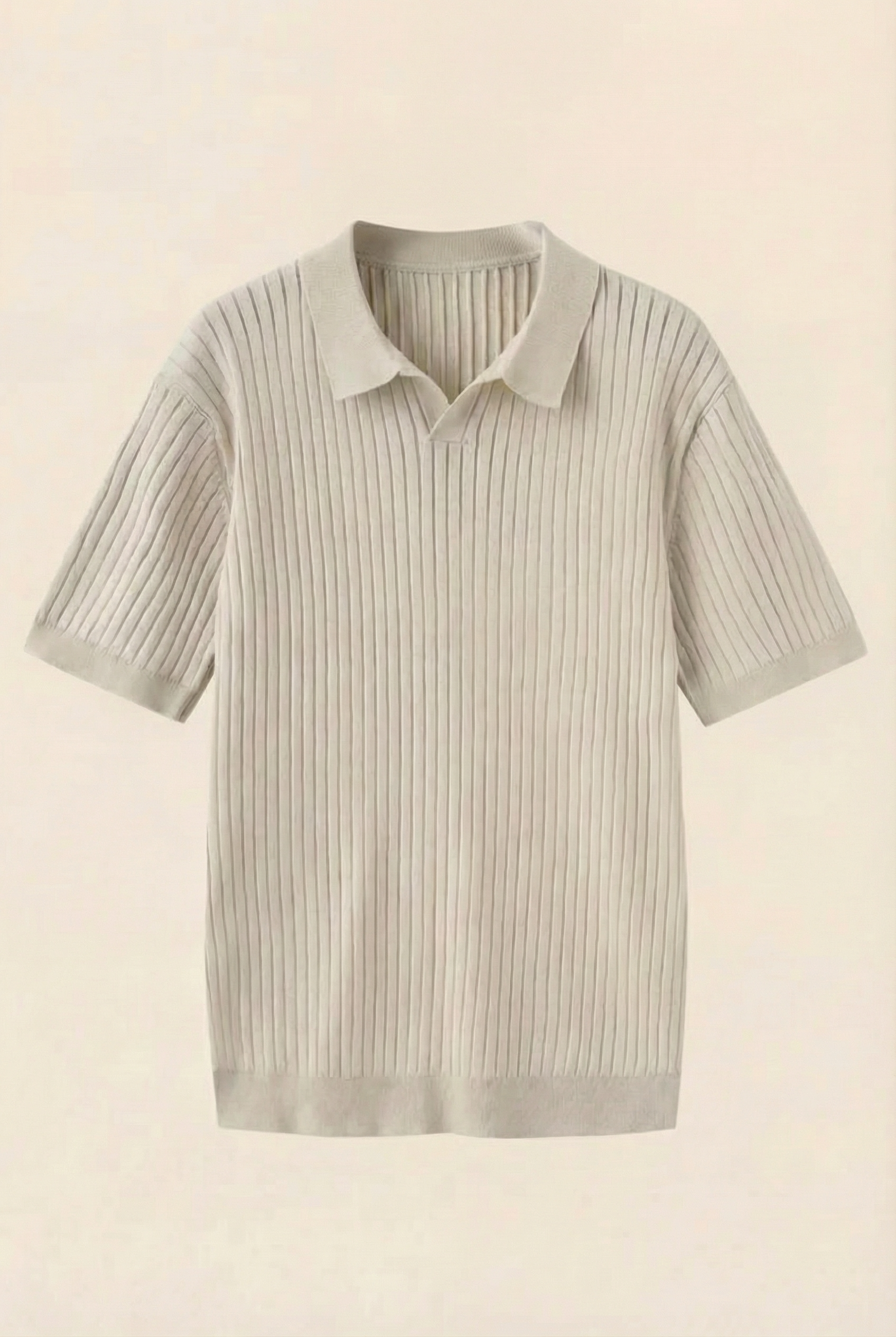 Premium Ribbed Polo Beige