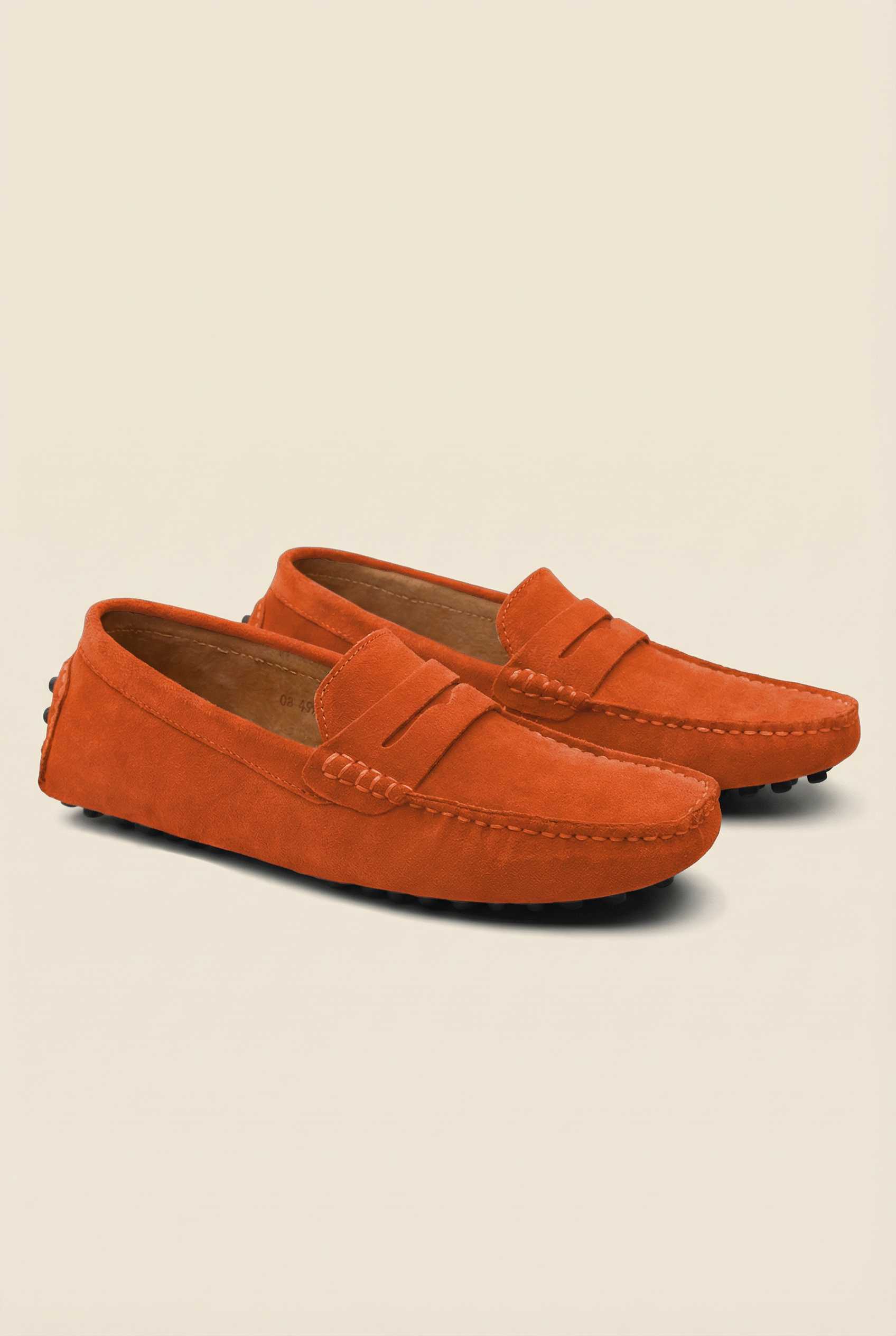 Suede Driver Loafers Orange