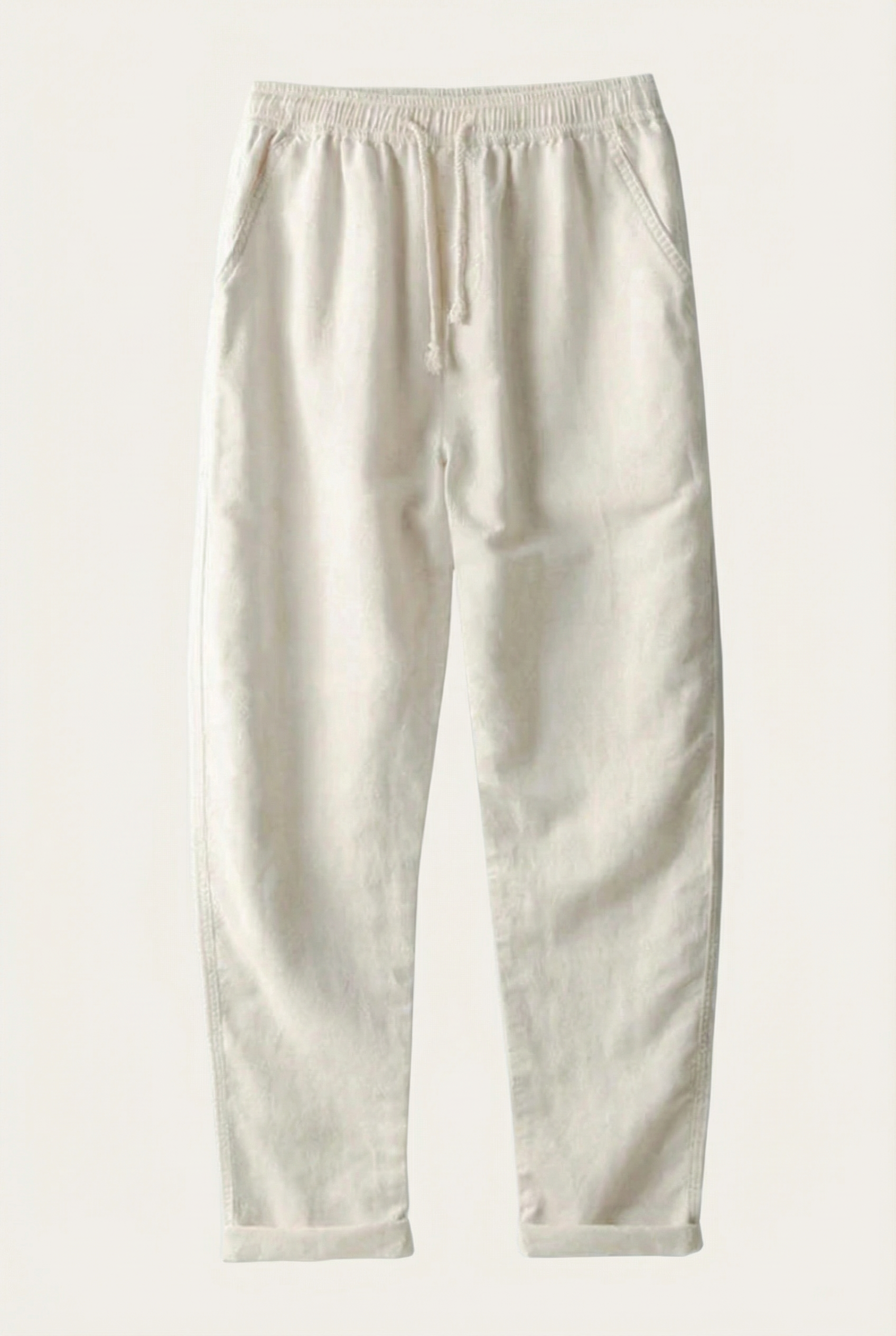Linen Rayon Blend Up Shirt & Straight Leg Linen Pants Darkgreen