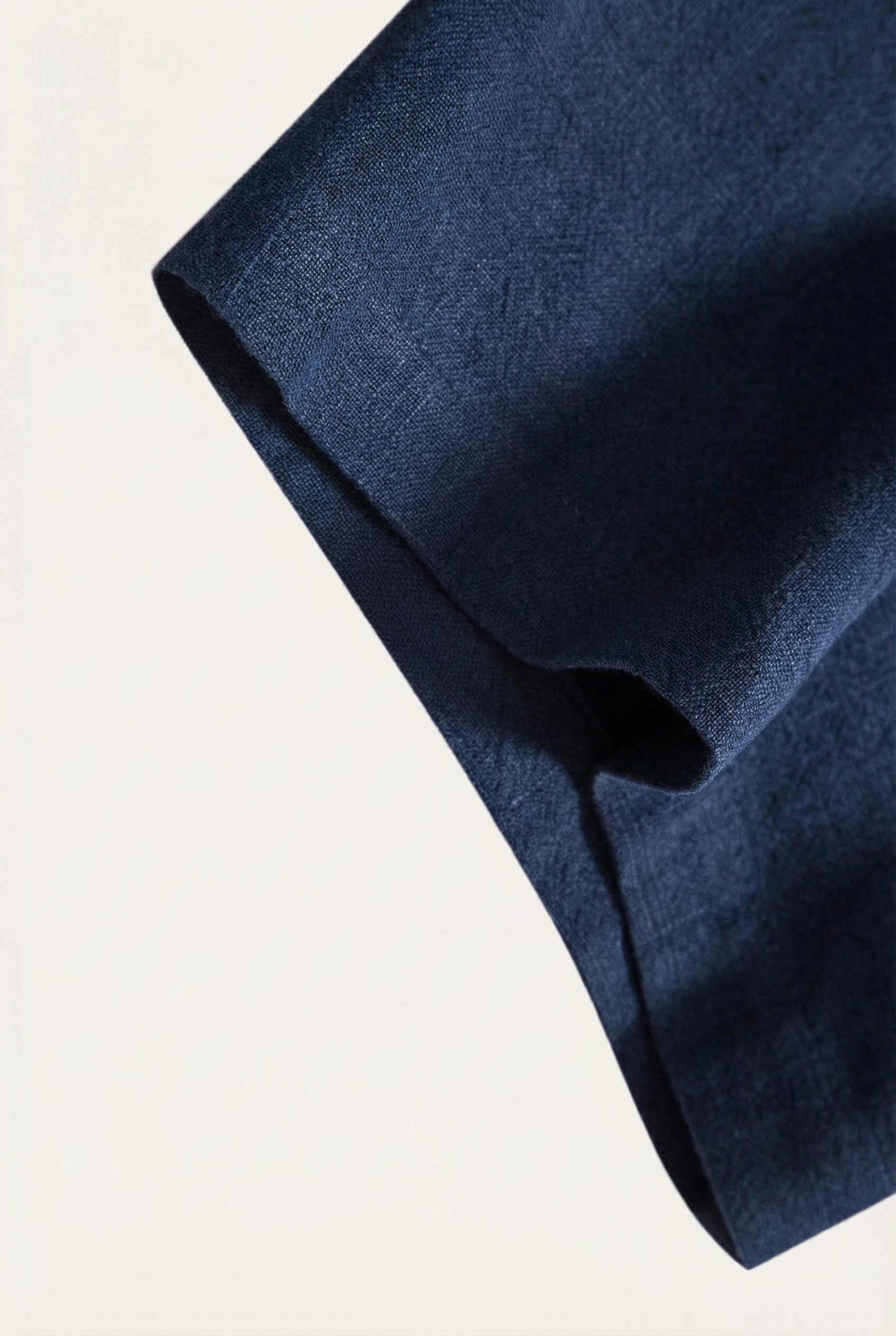 Linen Rayon Blend Button Up Shirt & Straight Leg Linen Pants Navy