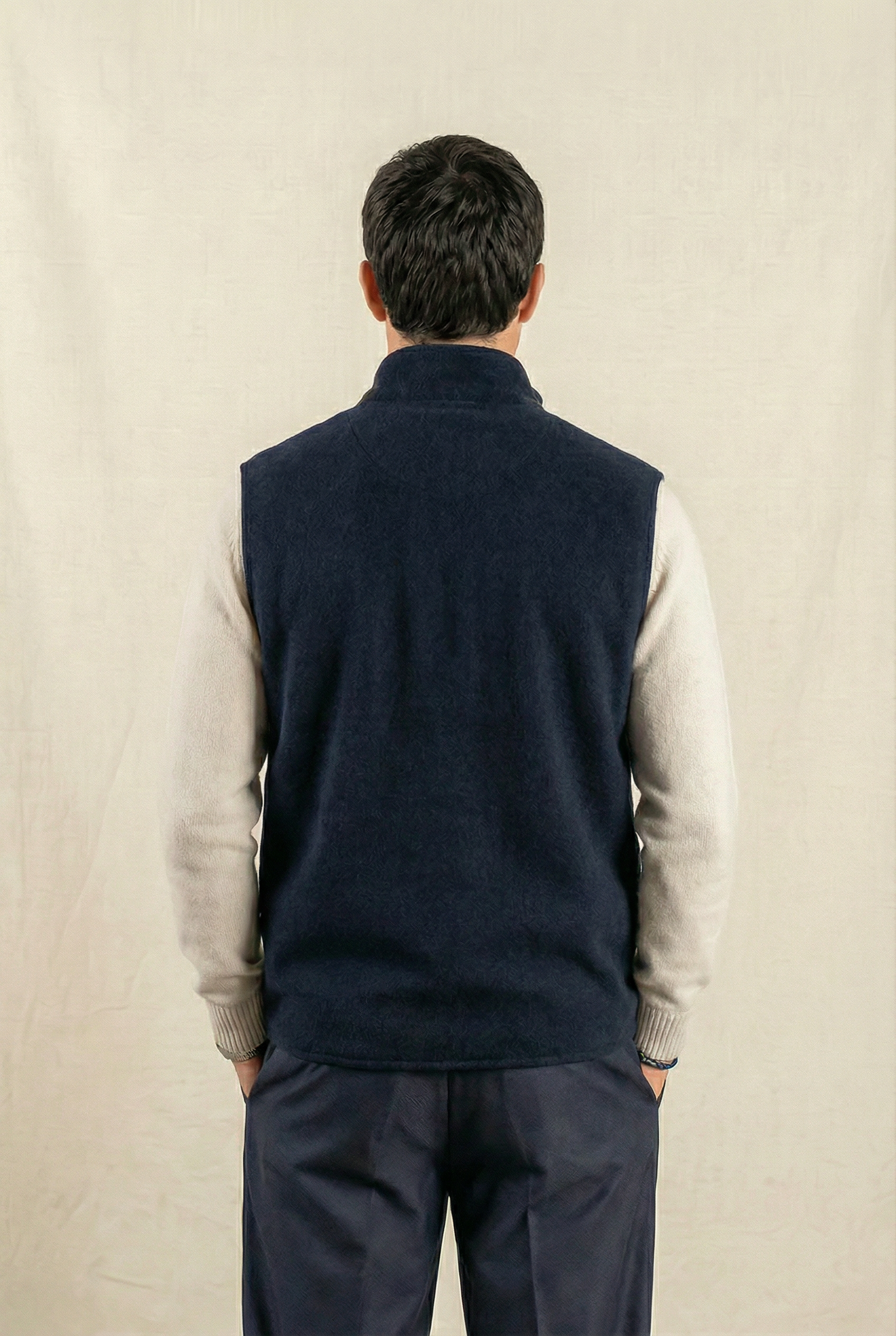 Reversible Wool Gilet Navy/Grey