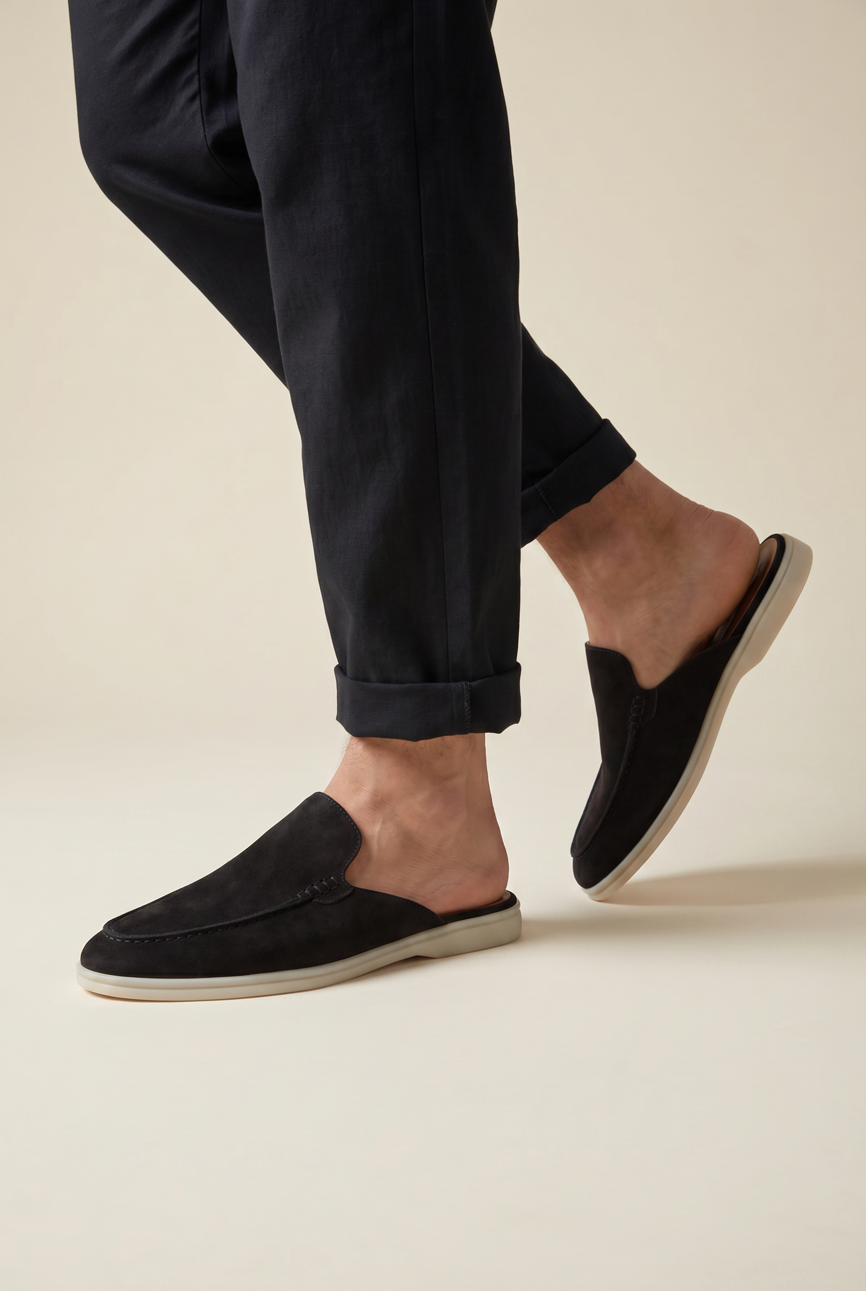 Yacht Loafer Suede Mule Black