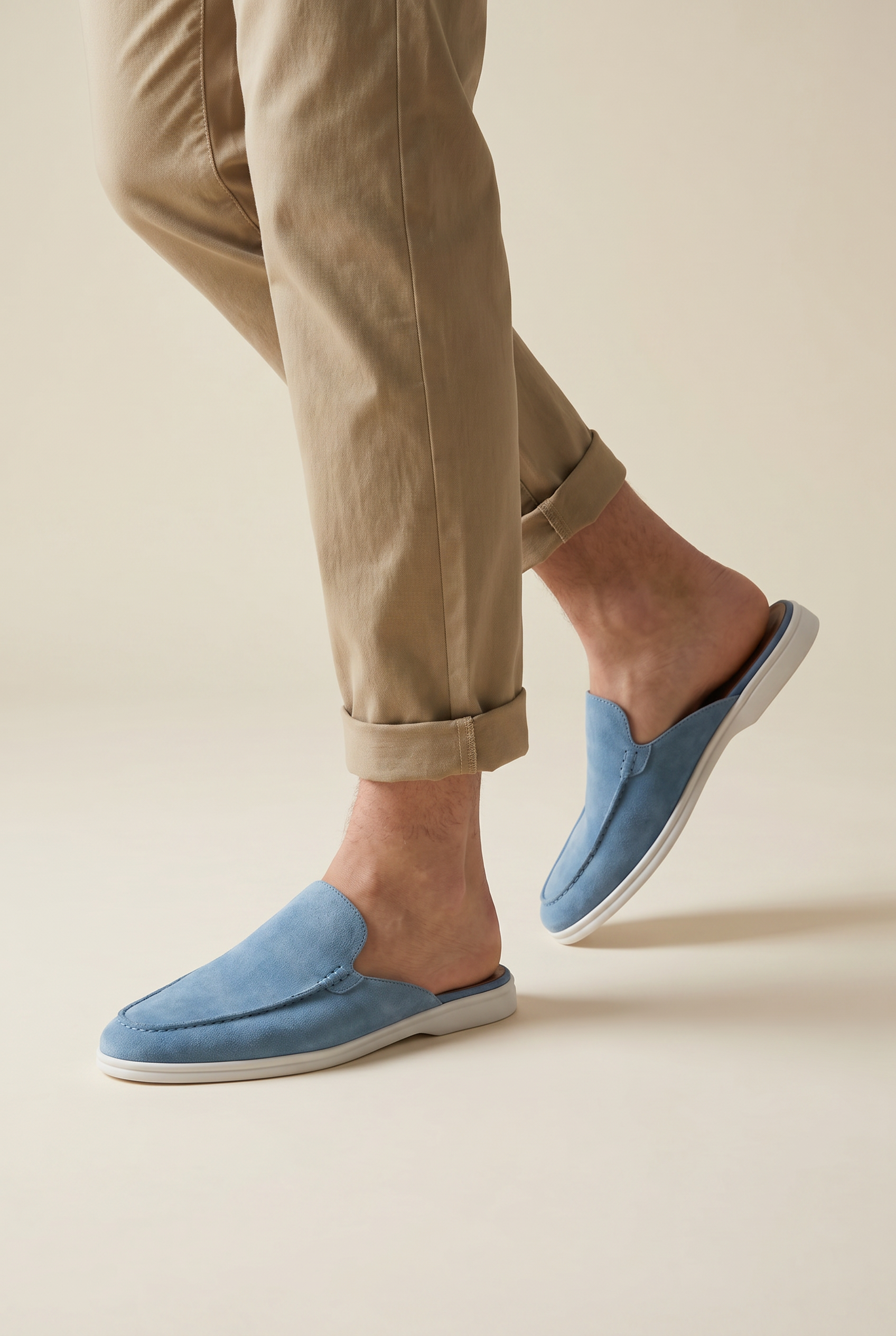 Yacht Loafer Suede Mule Light Blue