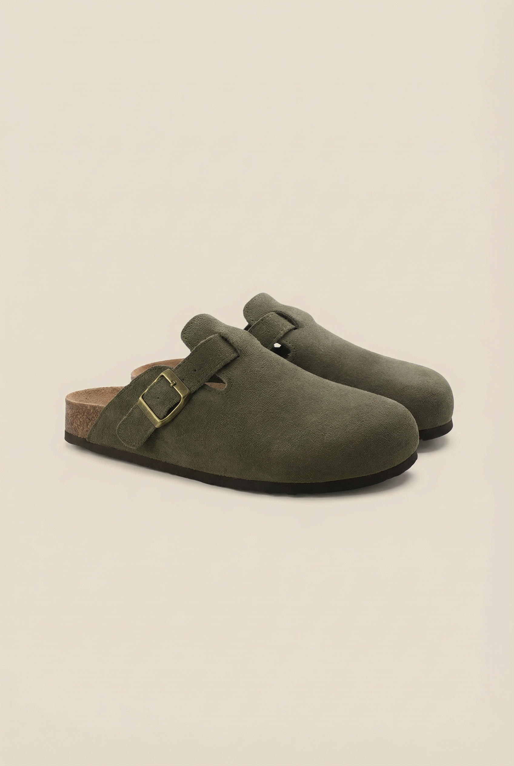 Old Money Suede Clogs Olive