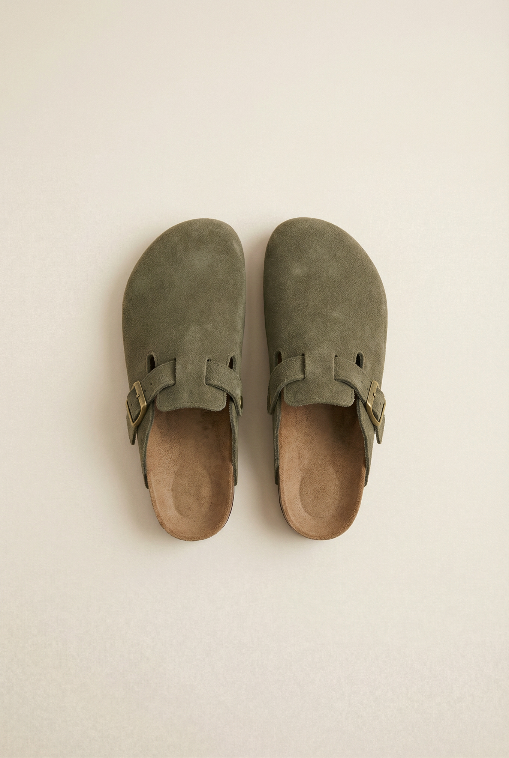 Old Money Suede Clogs Olive