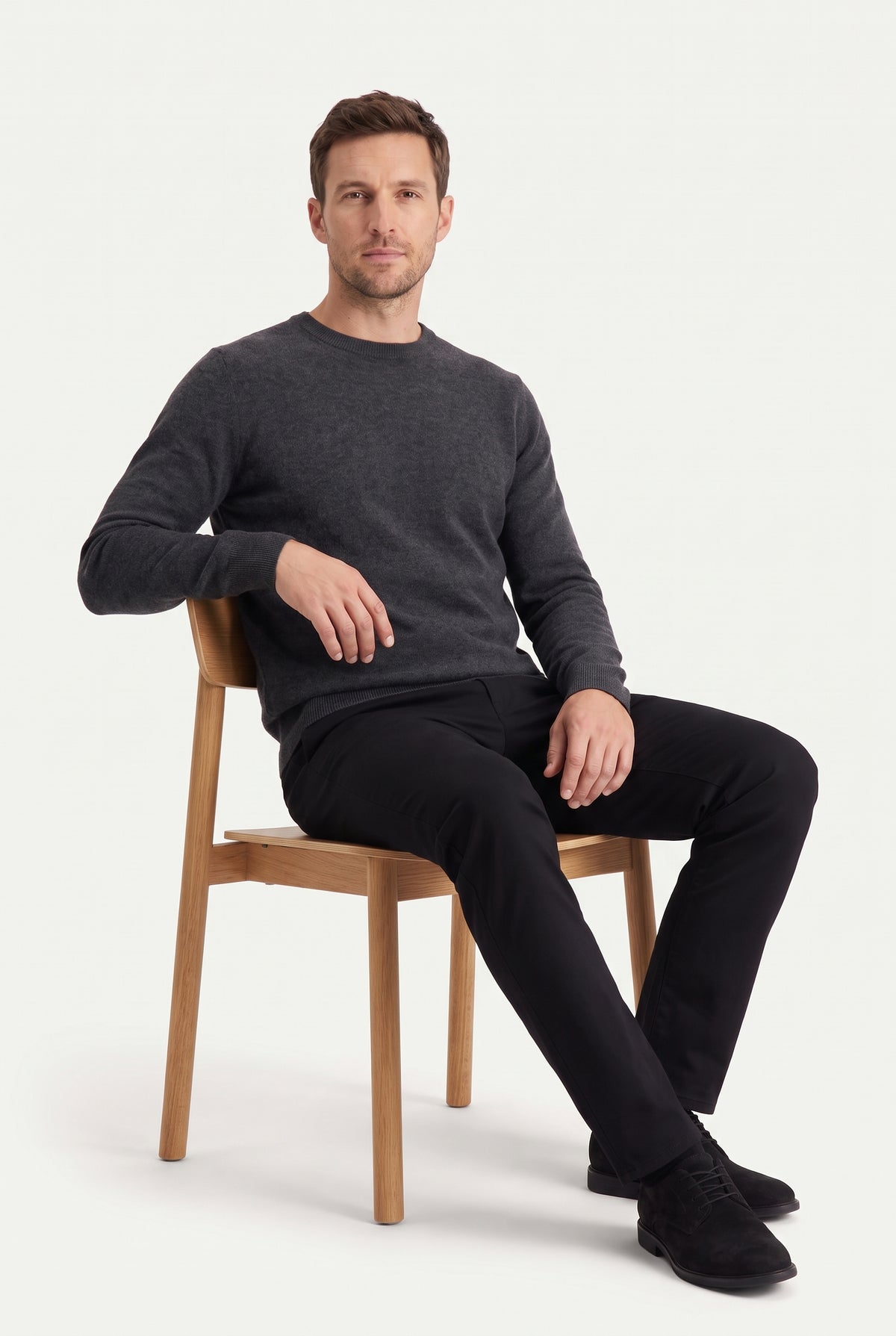 Mirsino Cashmere Crewneck Jumper Dark Grey