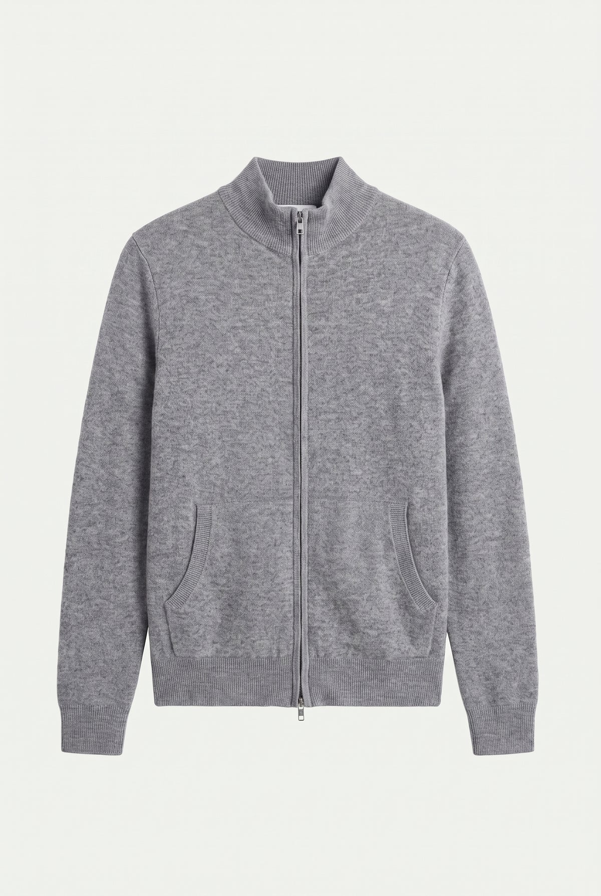 Mongolian Cashmere Full Zip Sweater Grey