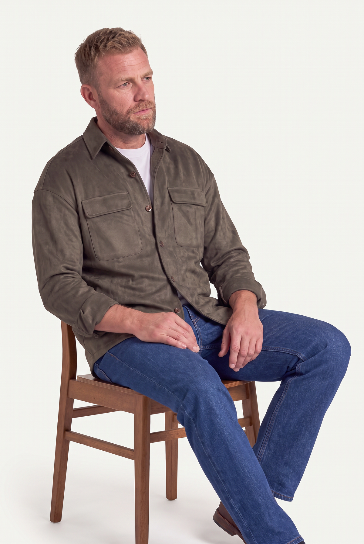Mirsino Suede Overshirt | Khaki Green