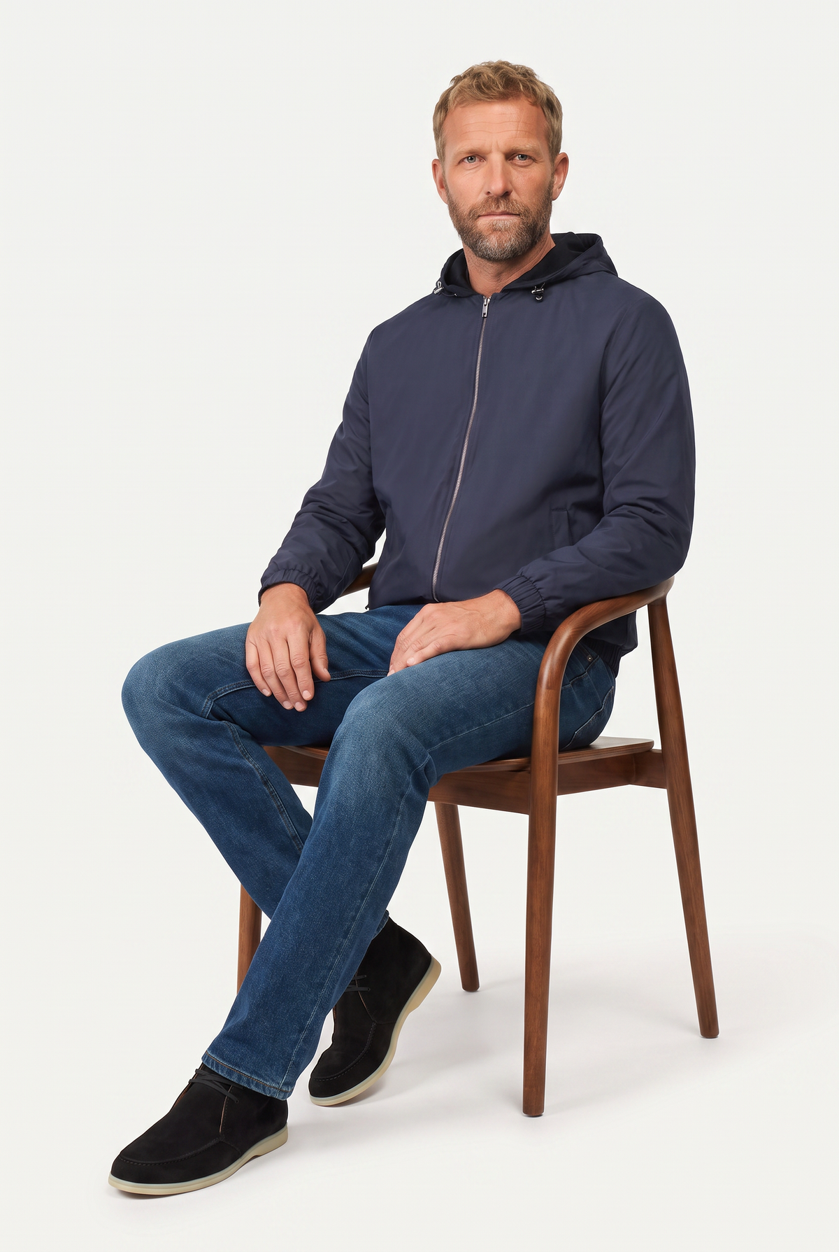 Reversible Hooded Wool City Jacket Navy/Black