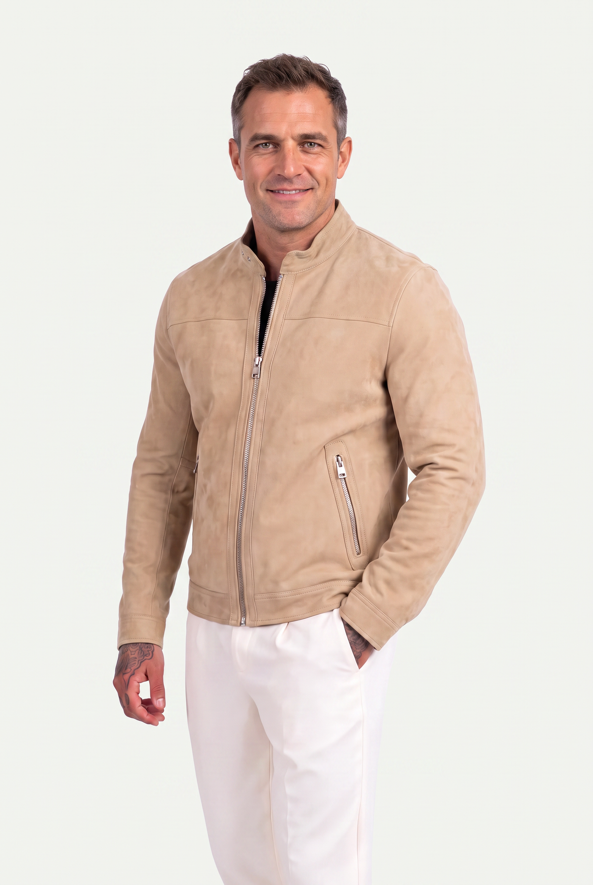 Mirsino Suede Biker Jacket Creme