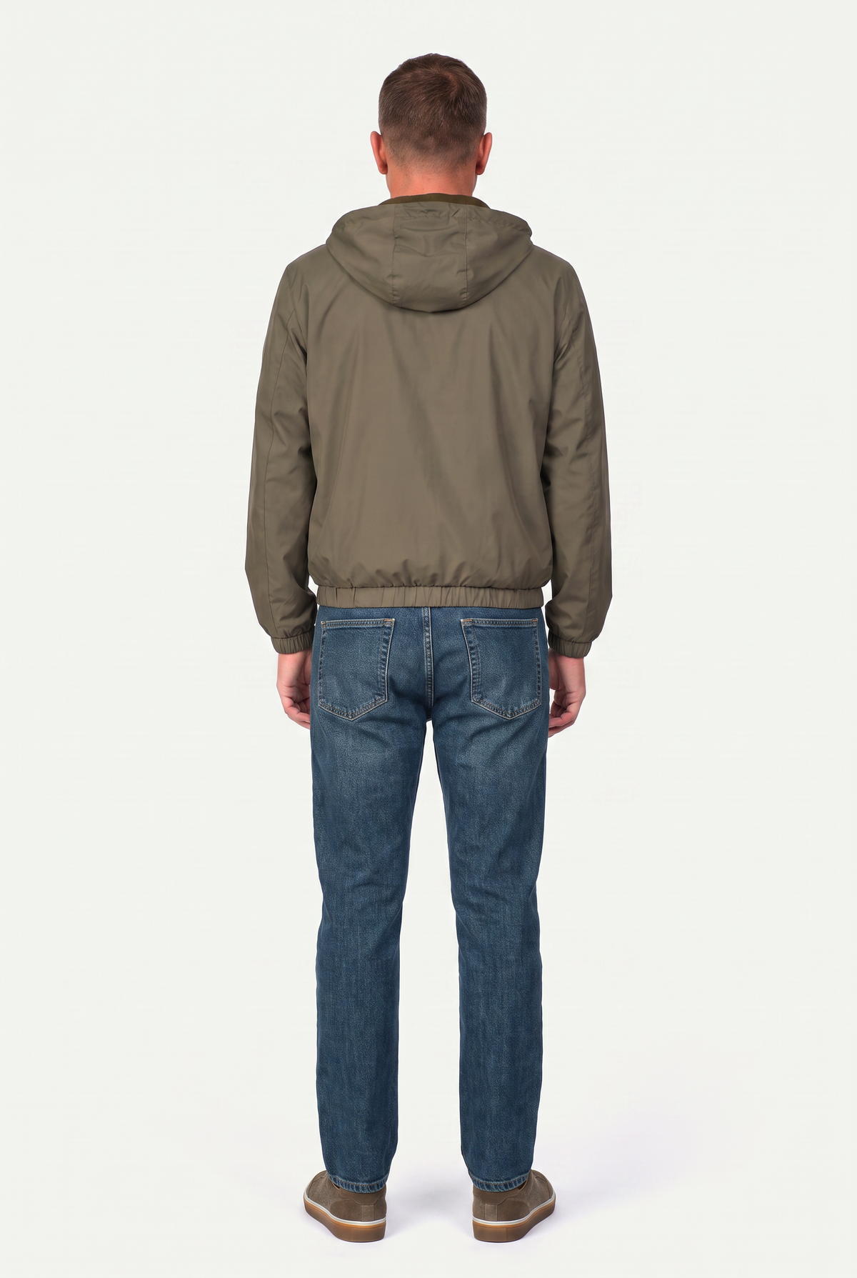 Reversible Hooded Wool City Jacket Green/Olive