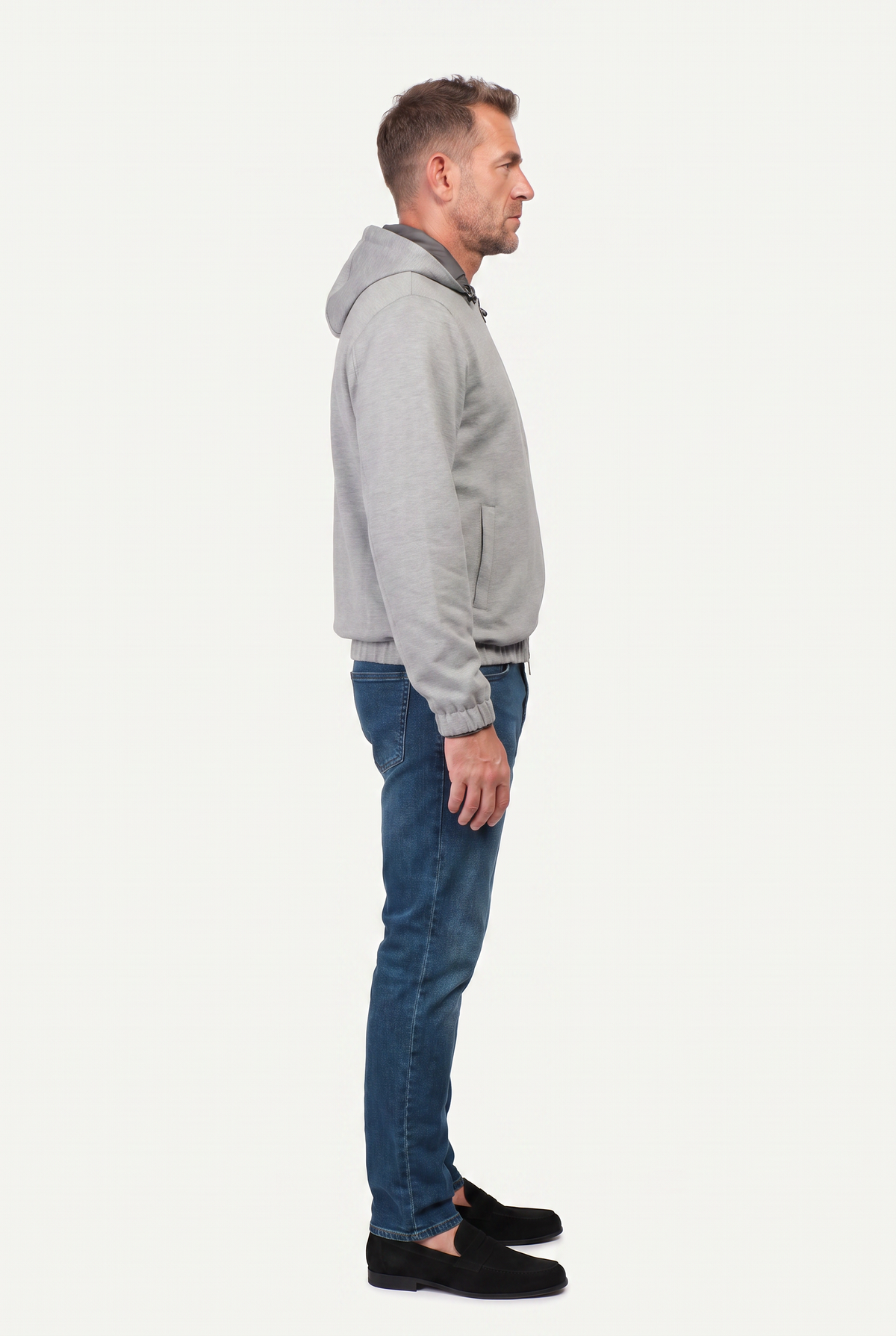 Reversible Hooded Wool City Jacket Grey