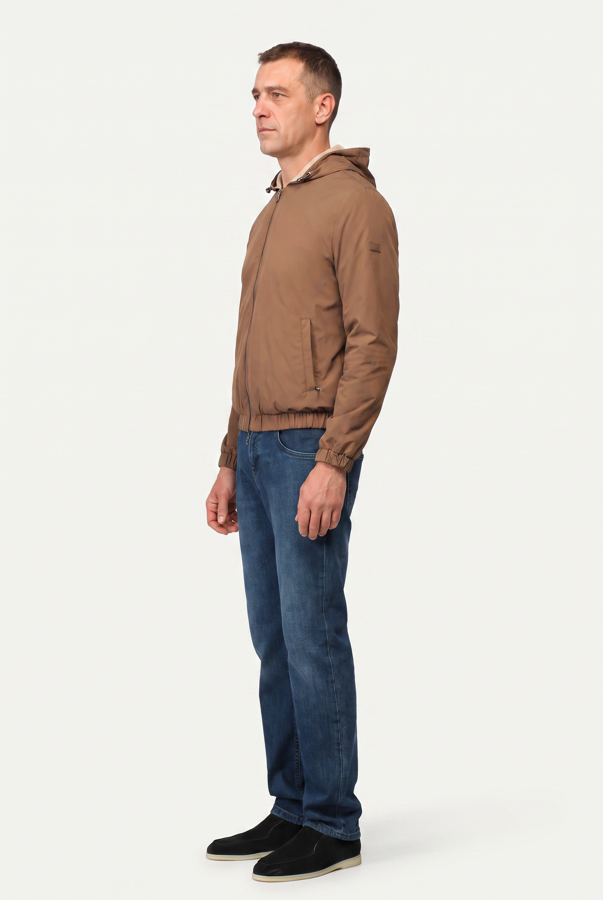 Reversible Hooded Wool City Jacket Beige