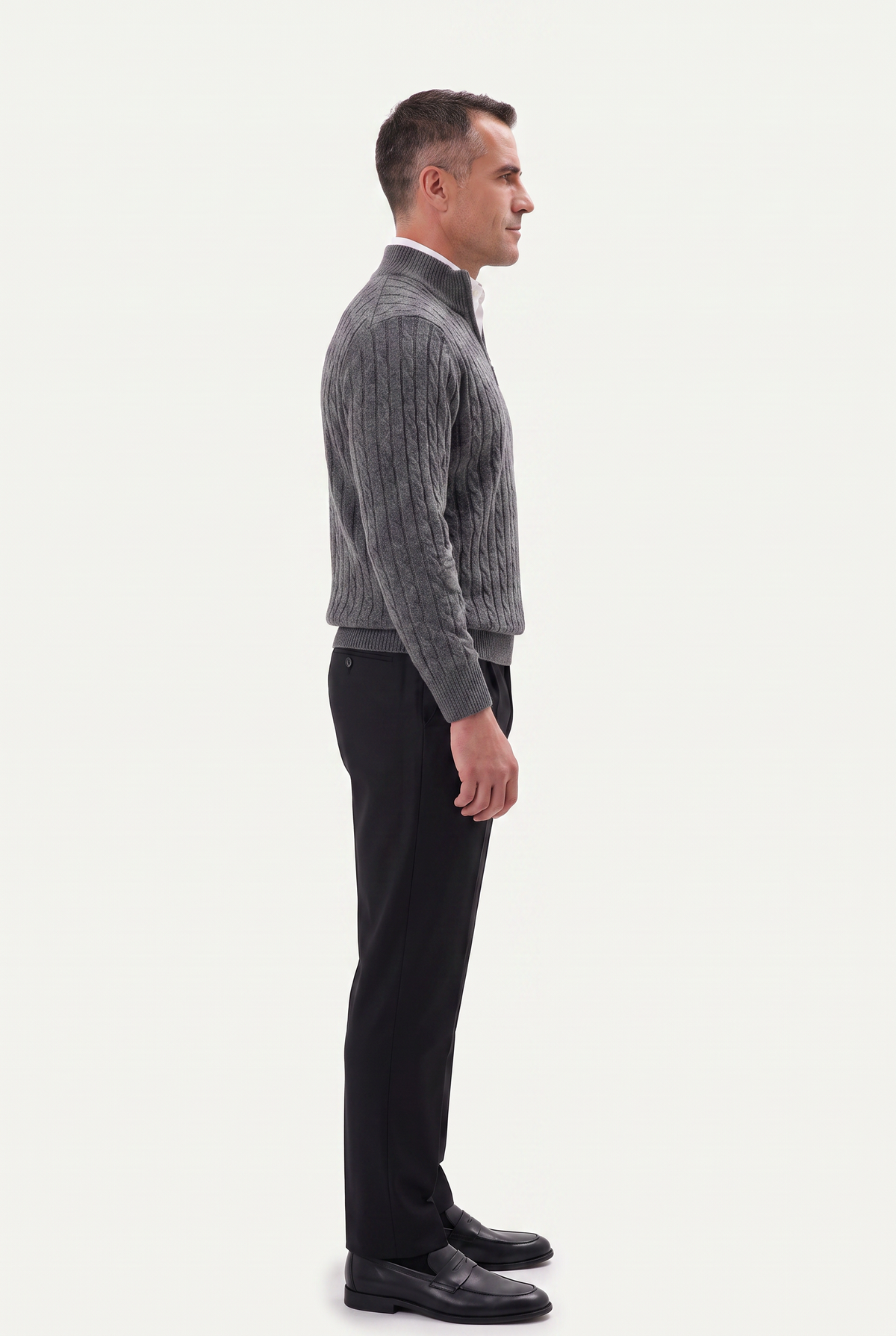 Mirsino Knit Quarter Zip Grey