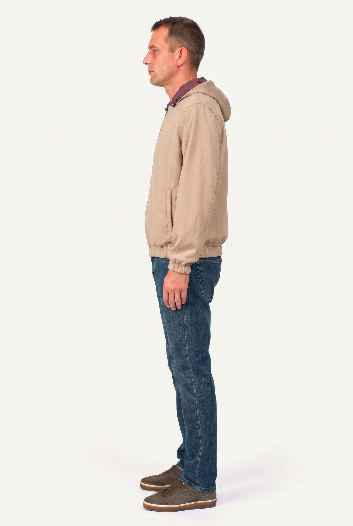 Reversible Hooded Wool City Jacket Burgundy