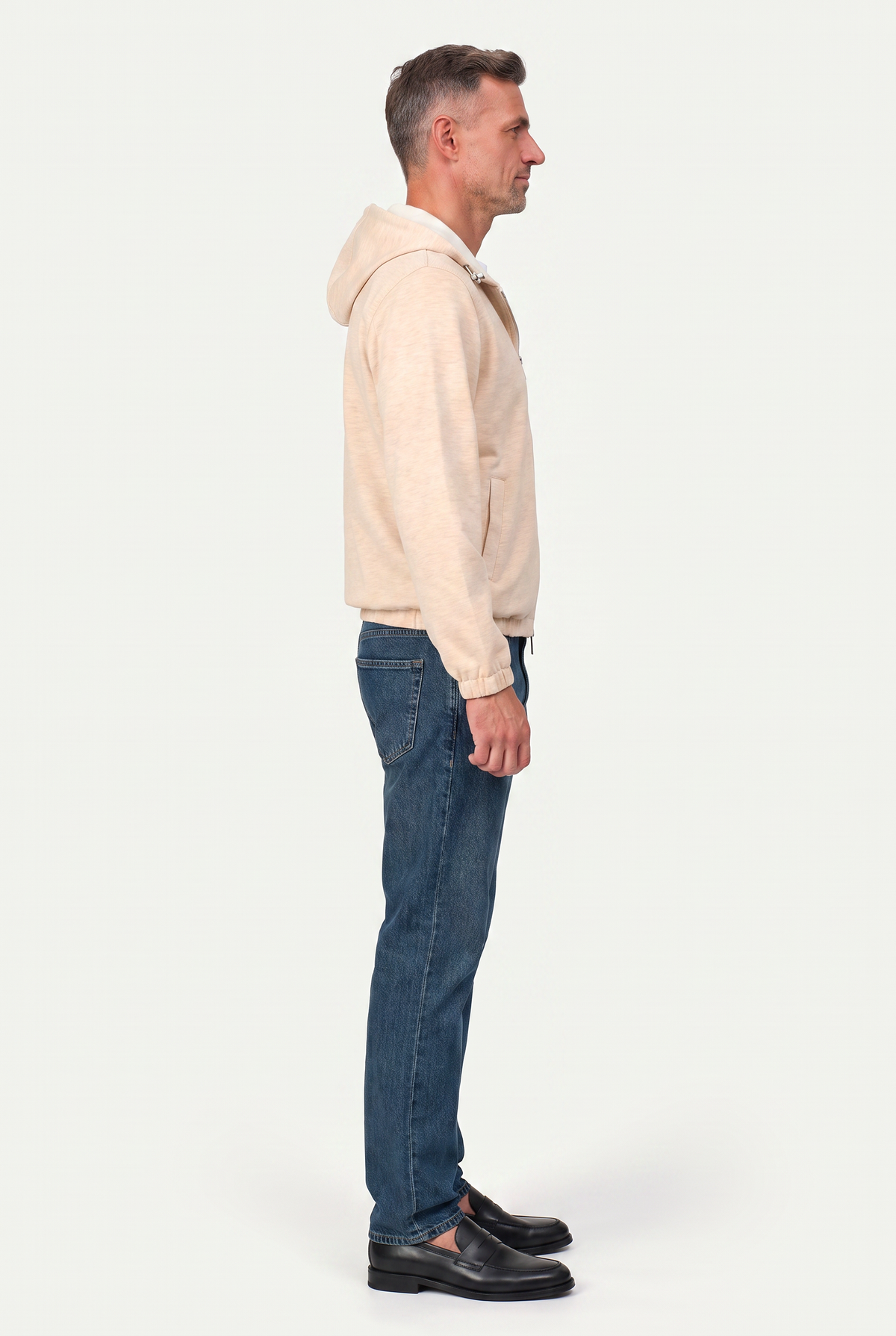 Reversible Hooded Wool City Jacket Creme/White