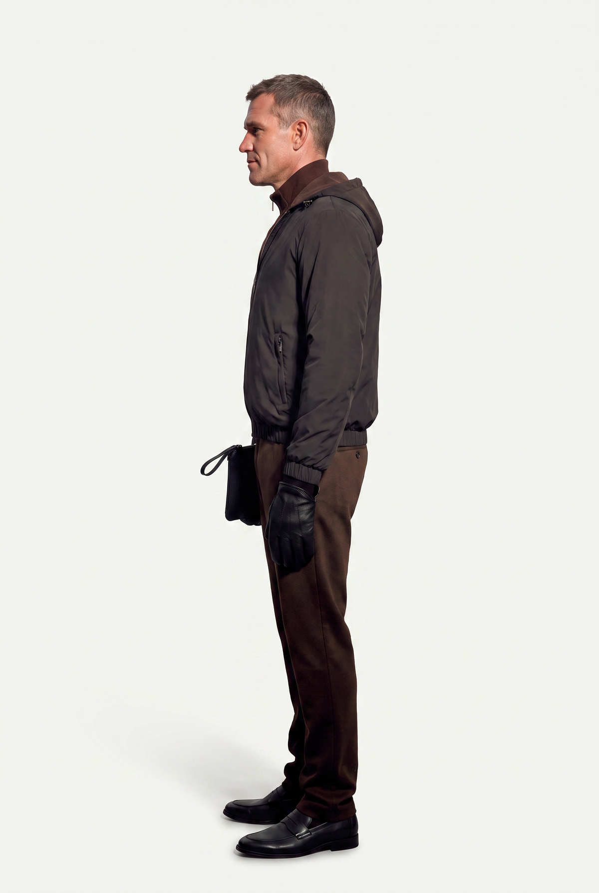 Reversible Hooded Wool City Jacket Black/Brown