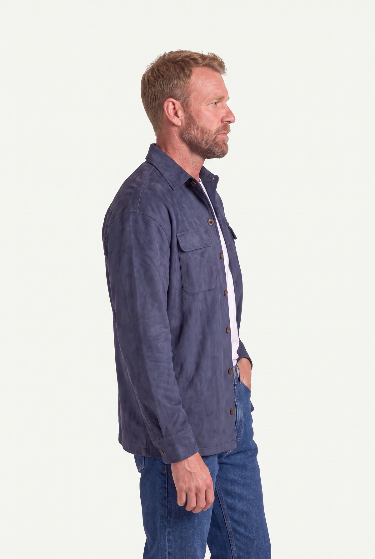 Mirsino Suede Overshirt | Navy