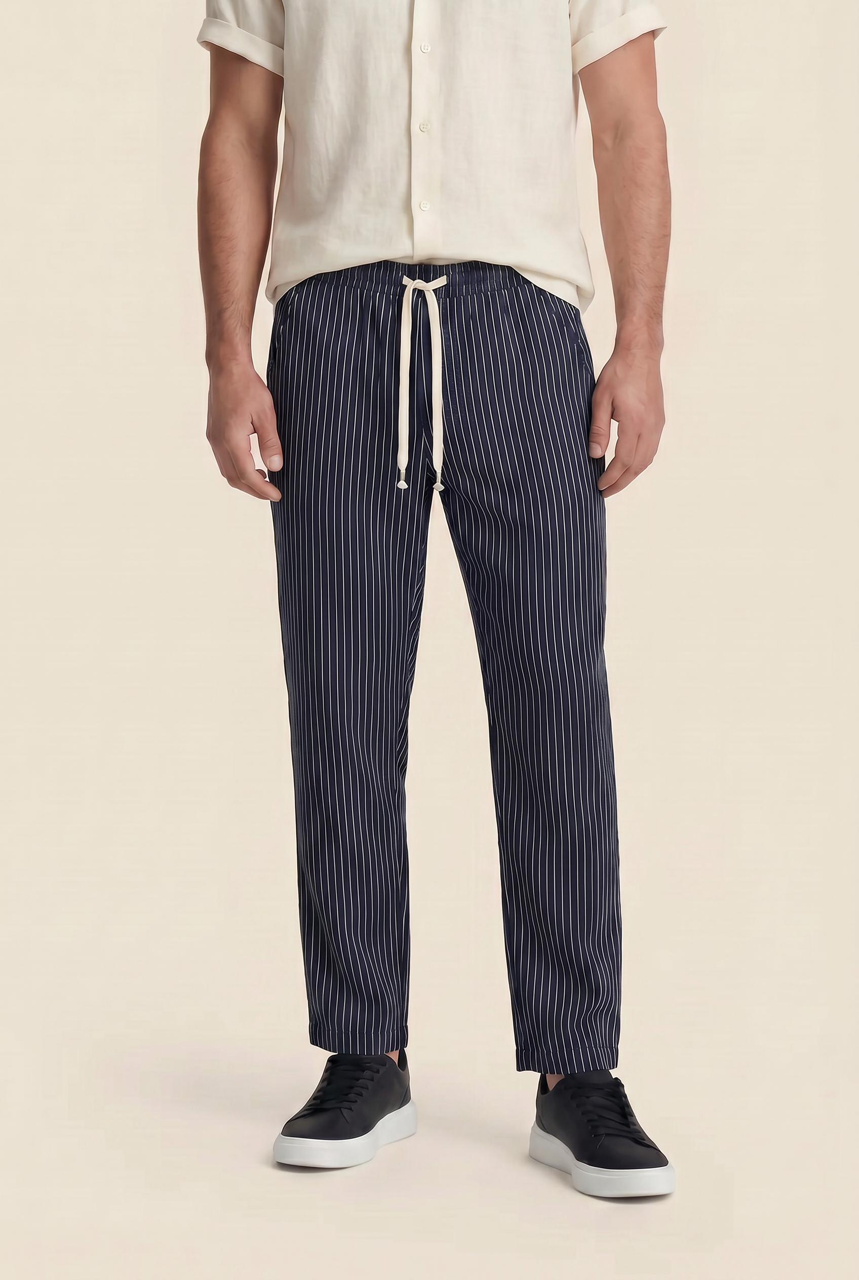 Raffaele™ Pinstripe Linen Pants Black