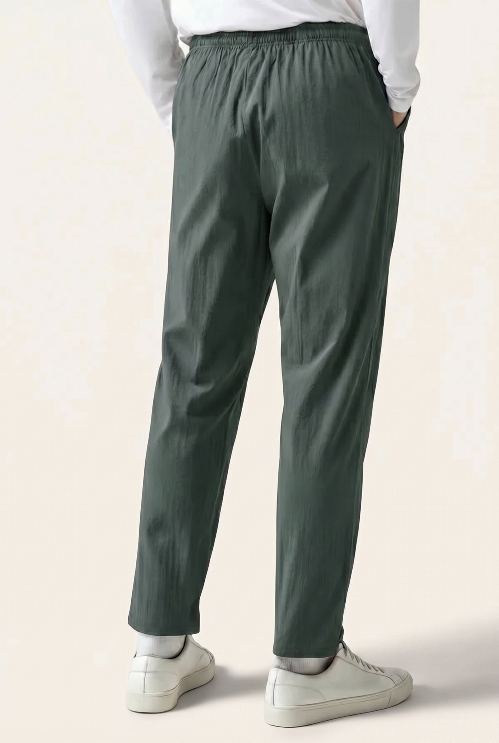 Linen Pantalon Dark Green
