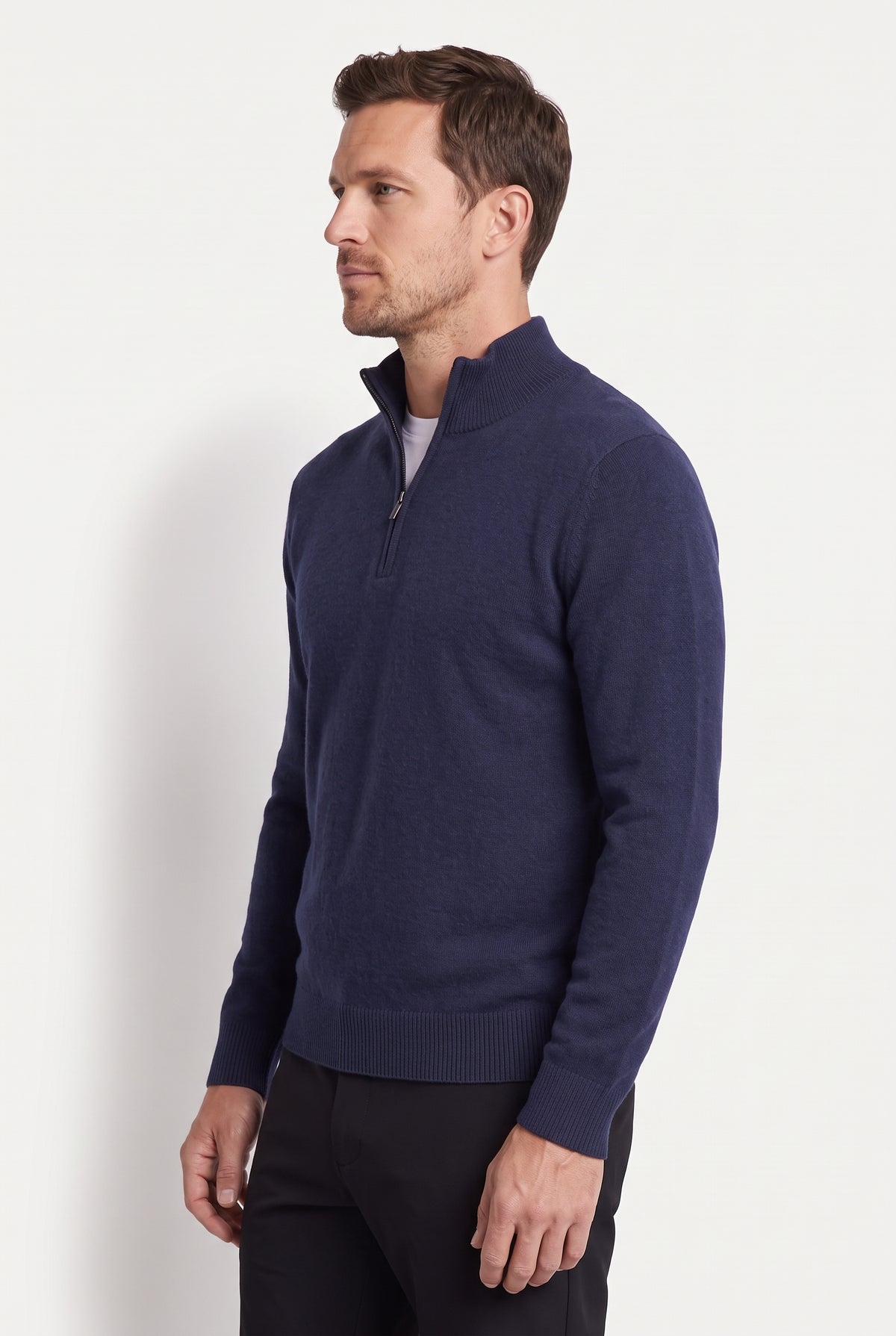 Mirsino Finest Cashmere 1/4 Zip Jumper - Navy