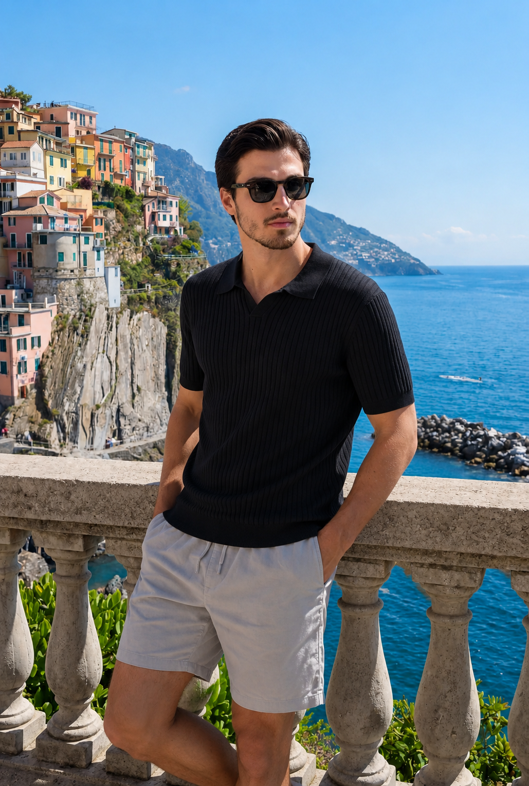 Premium Ribbed Polo Black