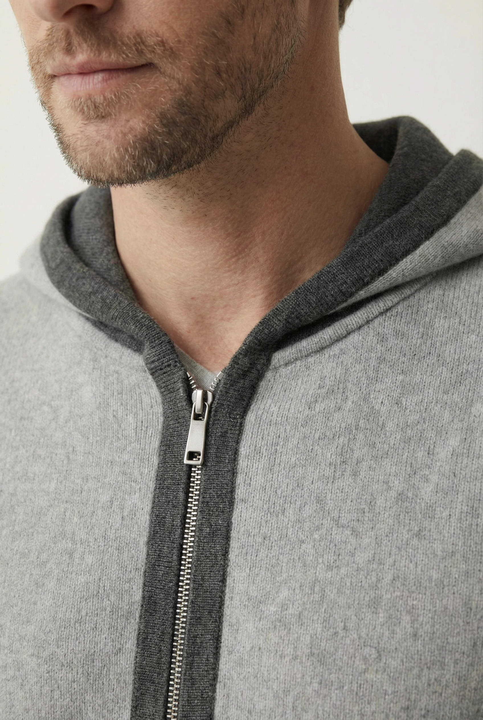 Cashmere Hooded Cardigan Grey