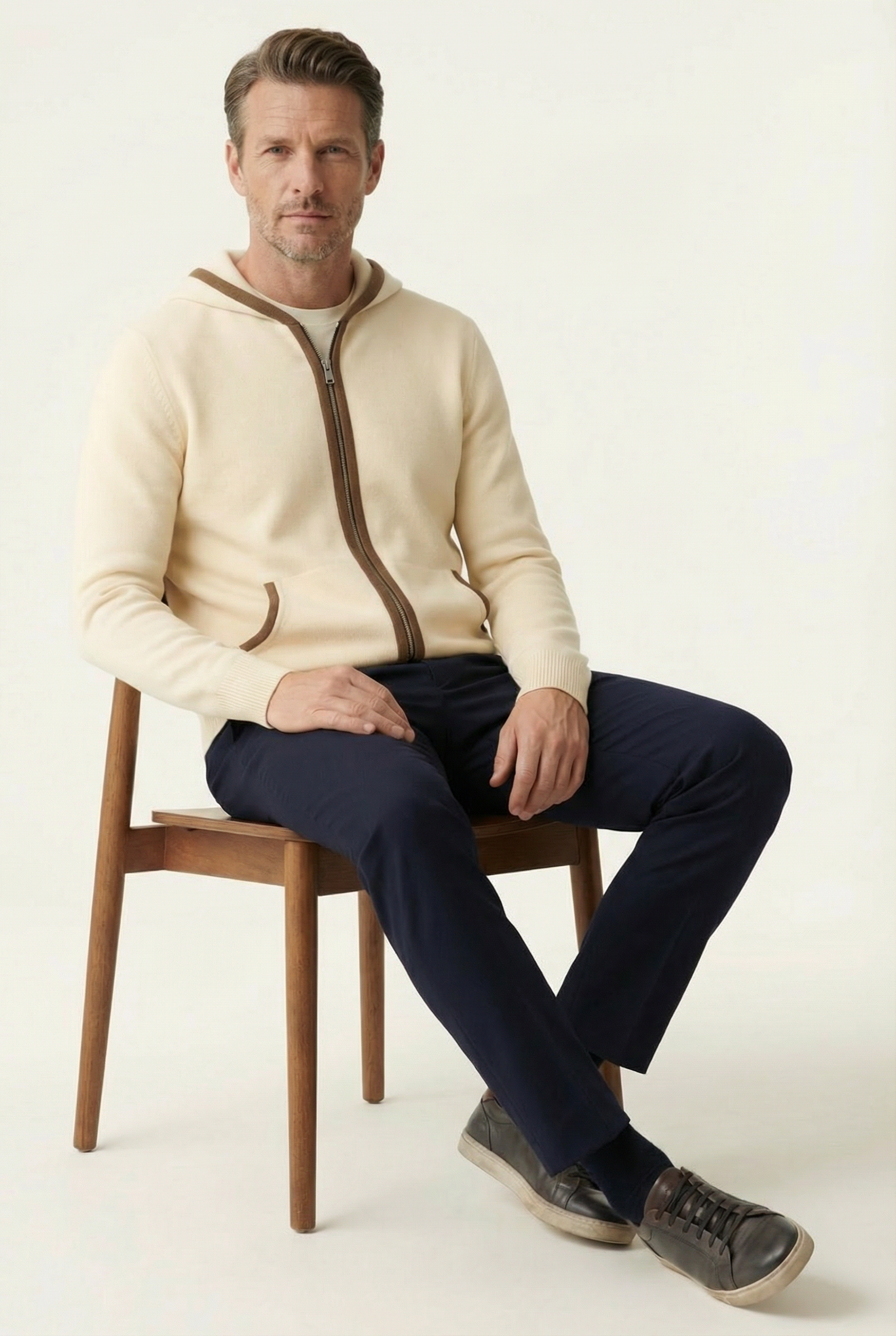 Cashmere Hooded Cardigan Cream