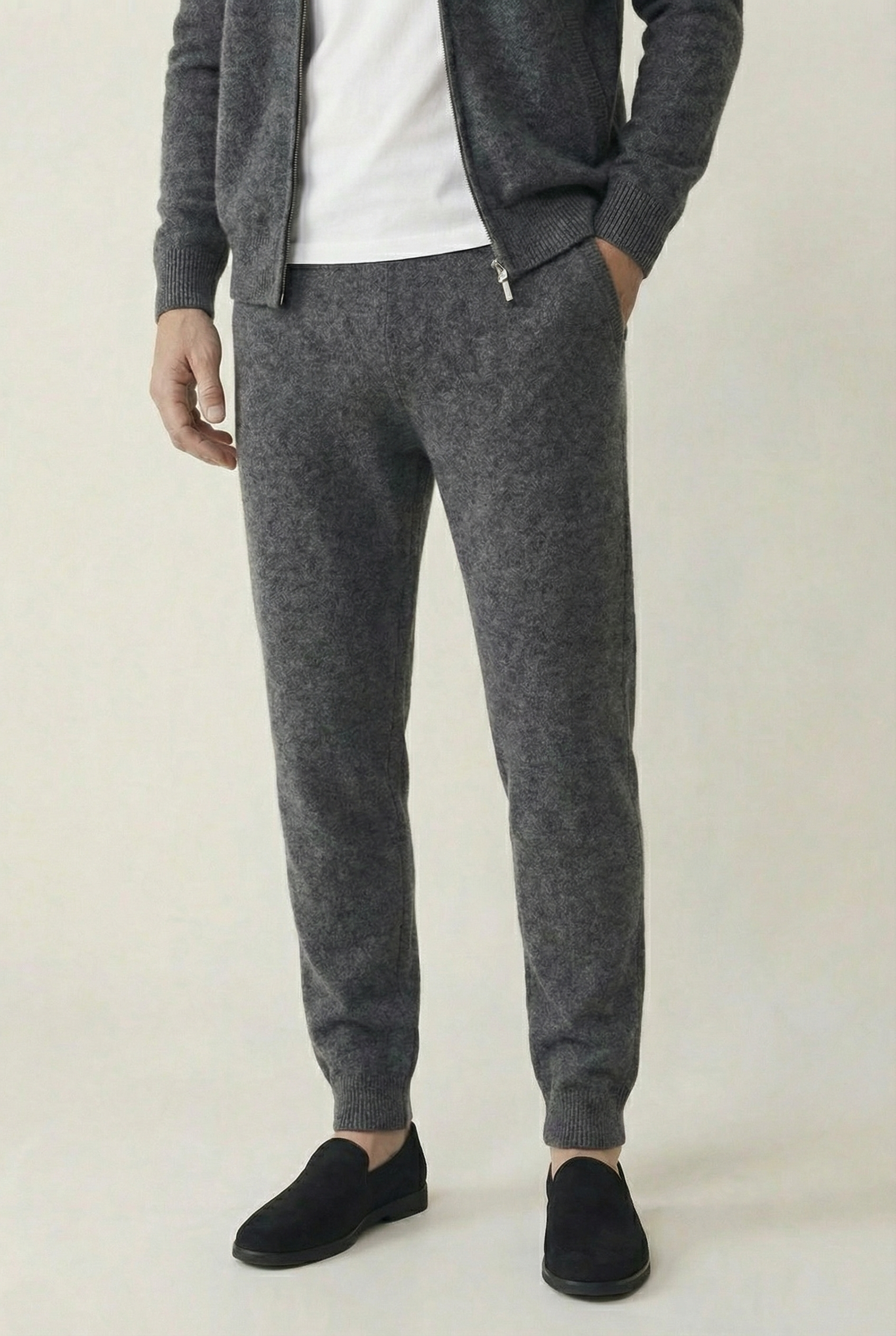 Premium Wool Zip Set - Charcoal Black