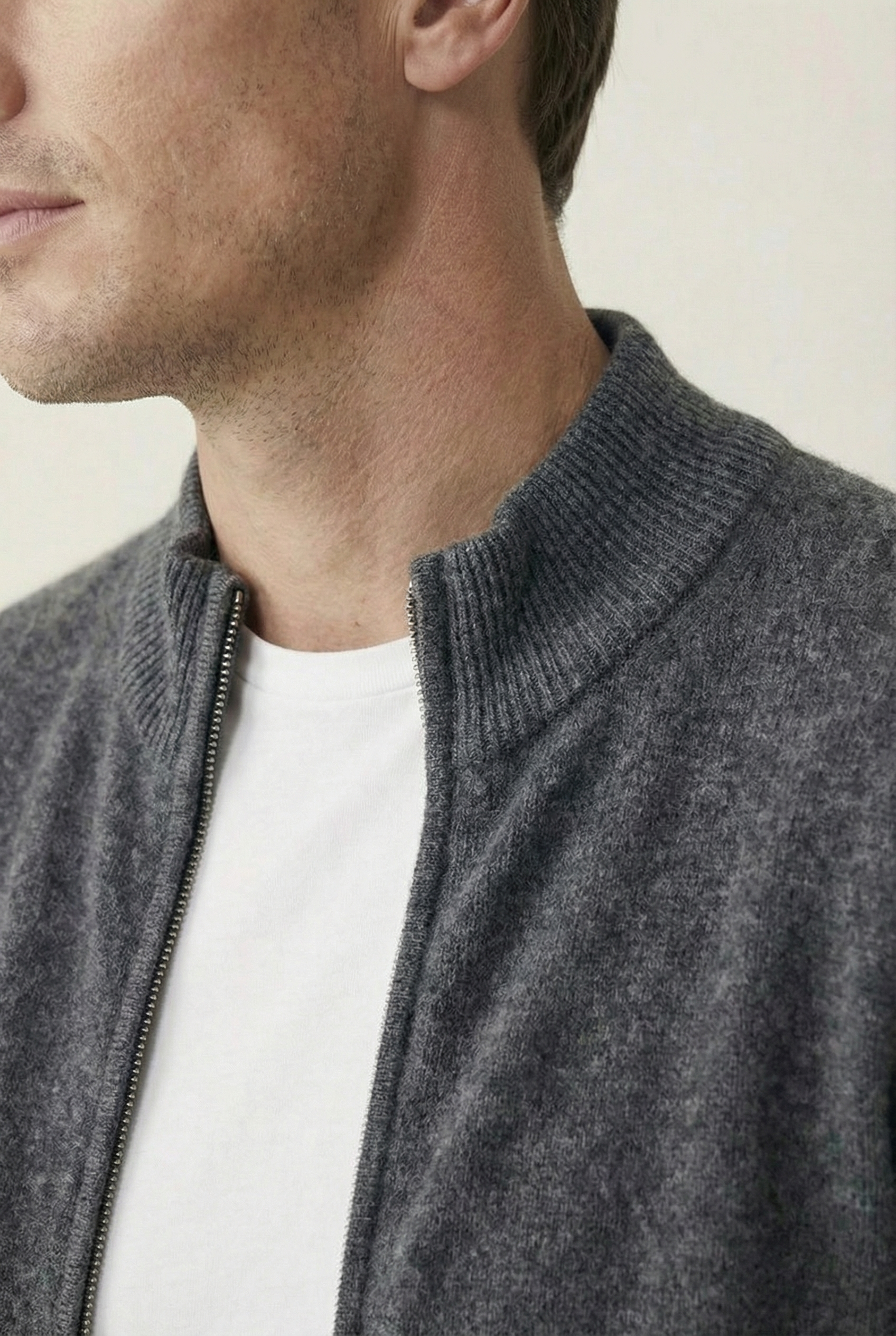 Premium Wool Zip Set - Charcoal Black