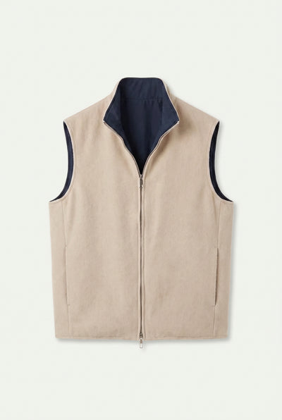 Reversible Wool Gilet | Beige/Navy