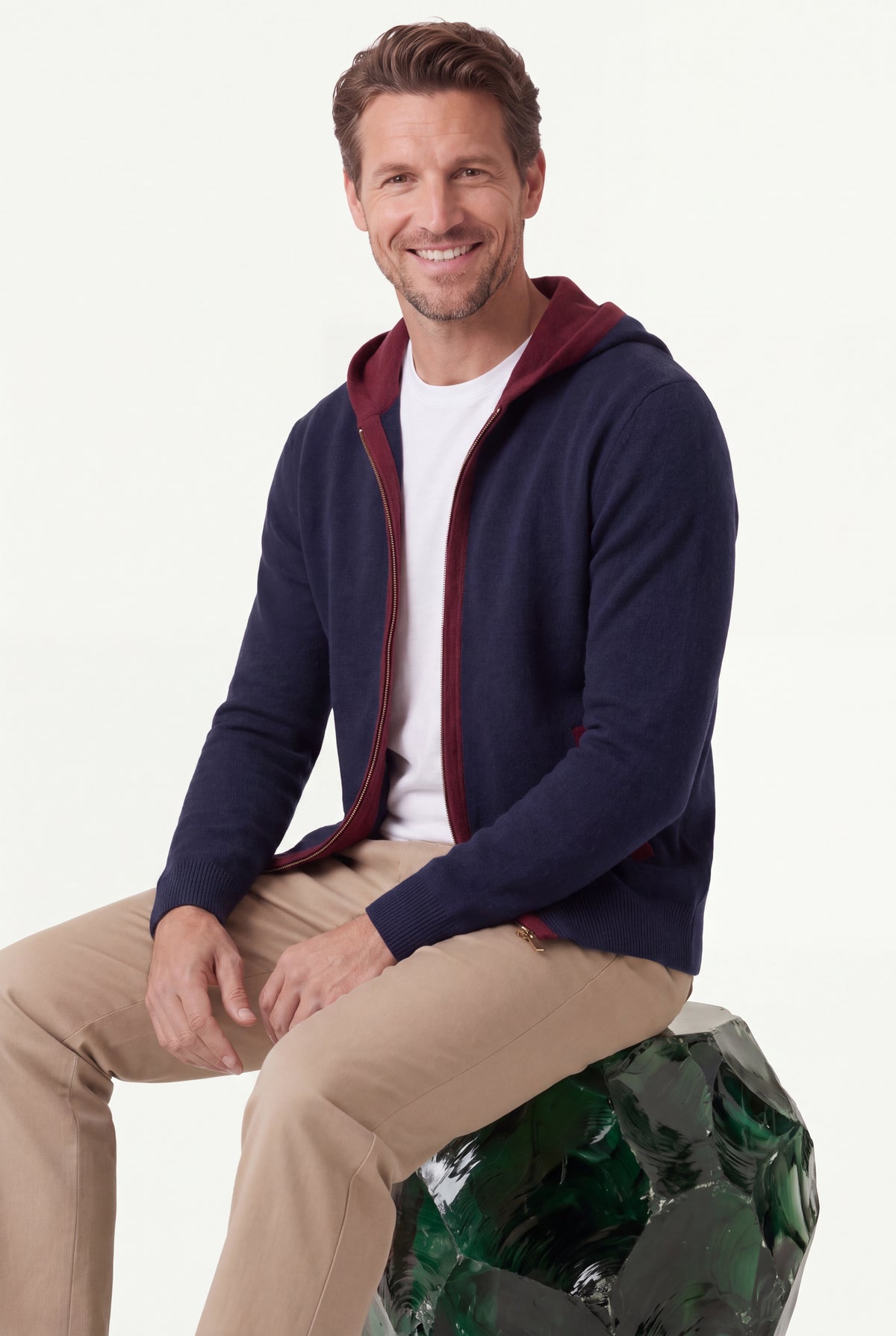 Cashmere Hooded Cardigan Navy
