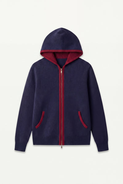Cashmere Hooded Cardigan Navy