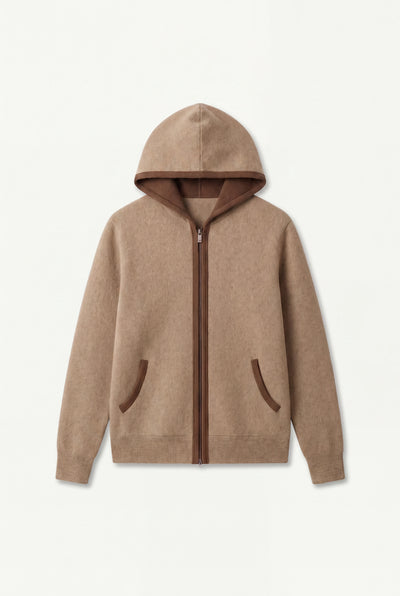 Cashmere Hooded Cardigan Brown