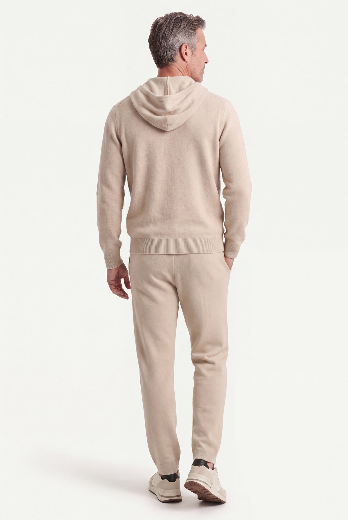 Elviro Cashmere Hooded Zip Set Cream