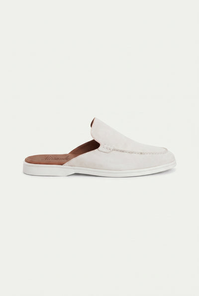 Yacht Loafer Suede Mule White