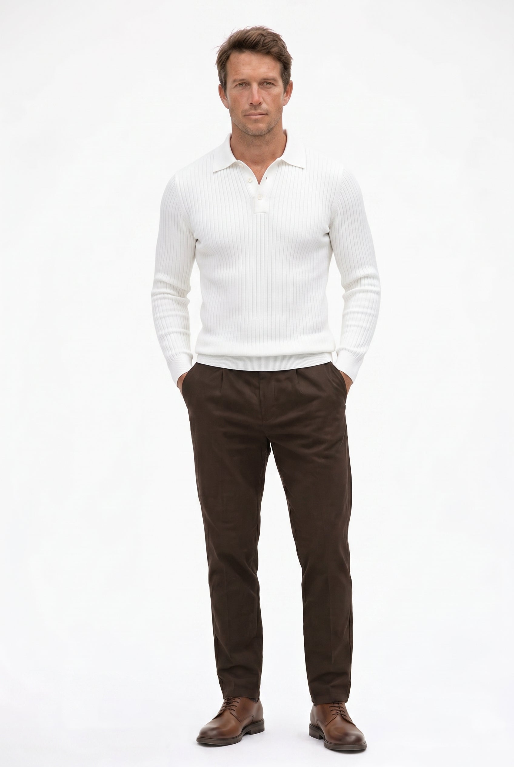 Marcello™ Ribbed Polo White