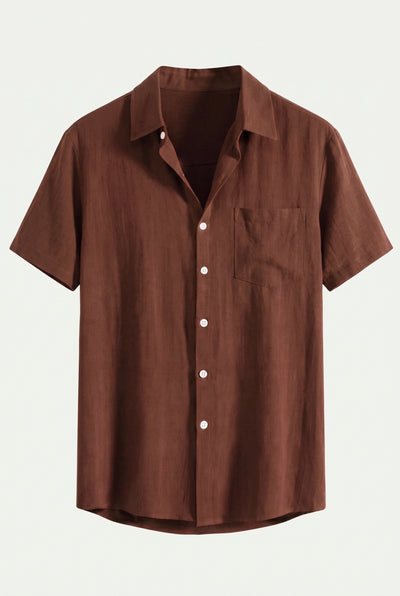 Linen Rayon Blend Button Up Shirt Peru