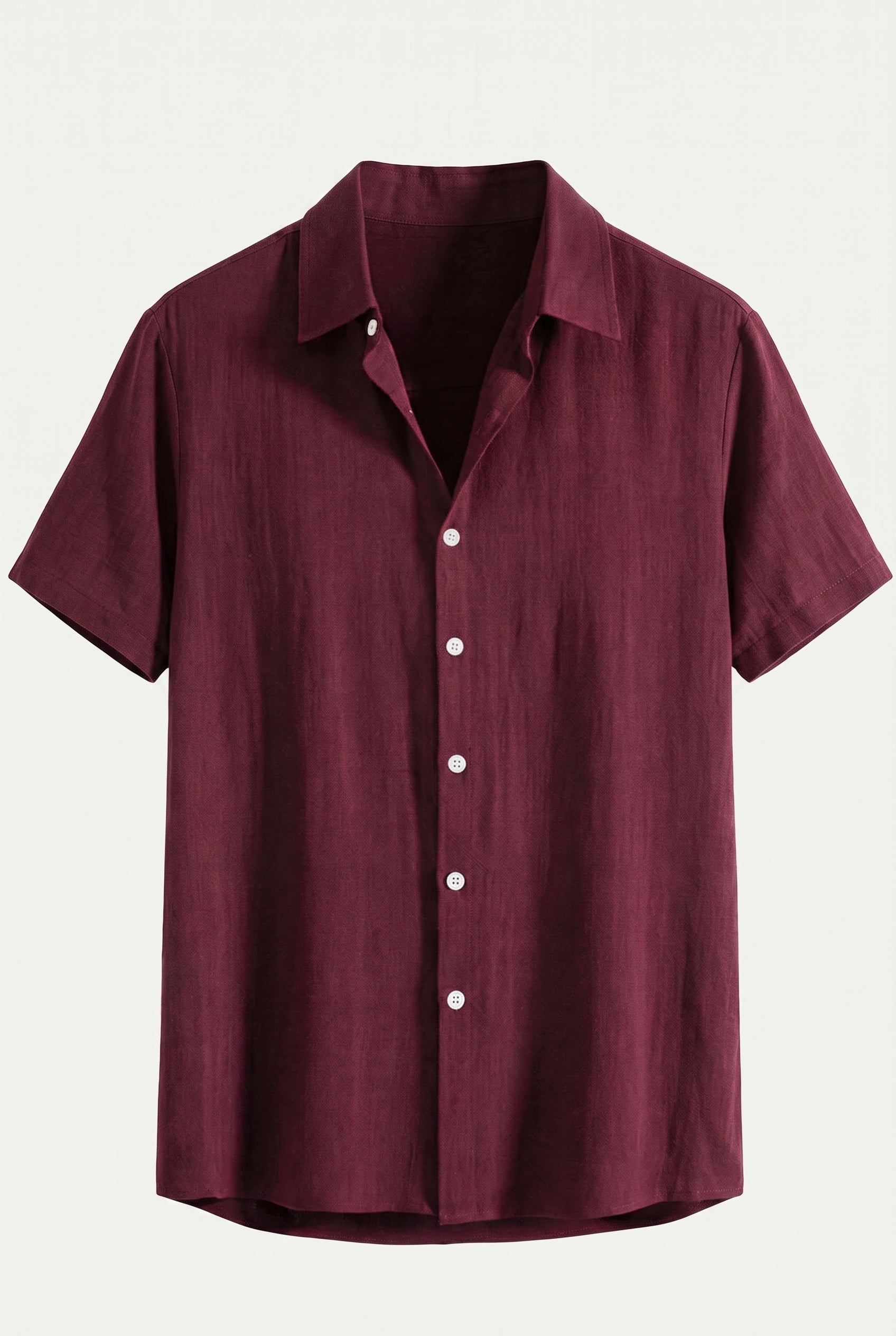 Linen Rayon Blend Button Up Shirt Maroon